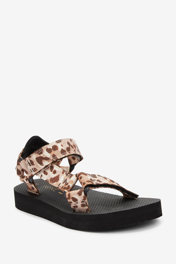 Black Animal Print Trekkers