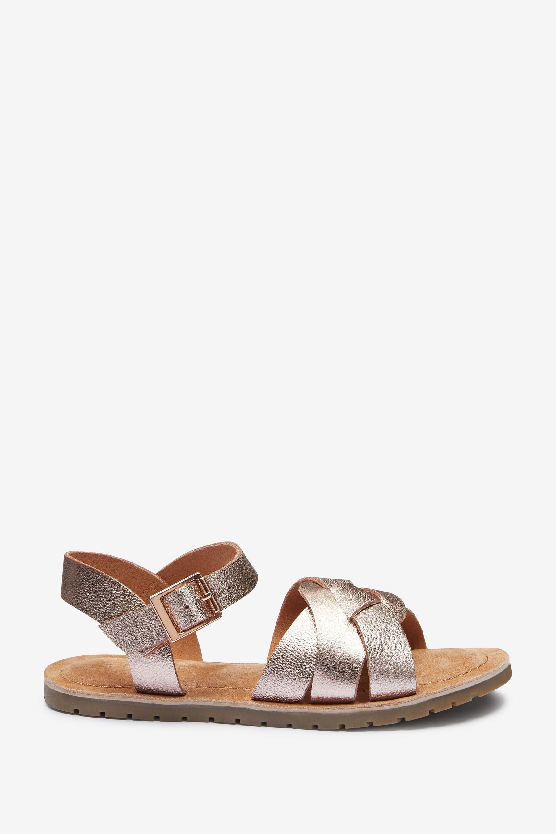 Rose Gold Premium Woven Leather Sandals