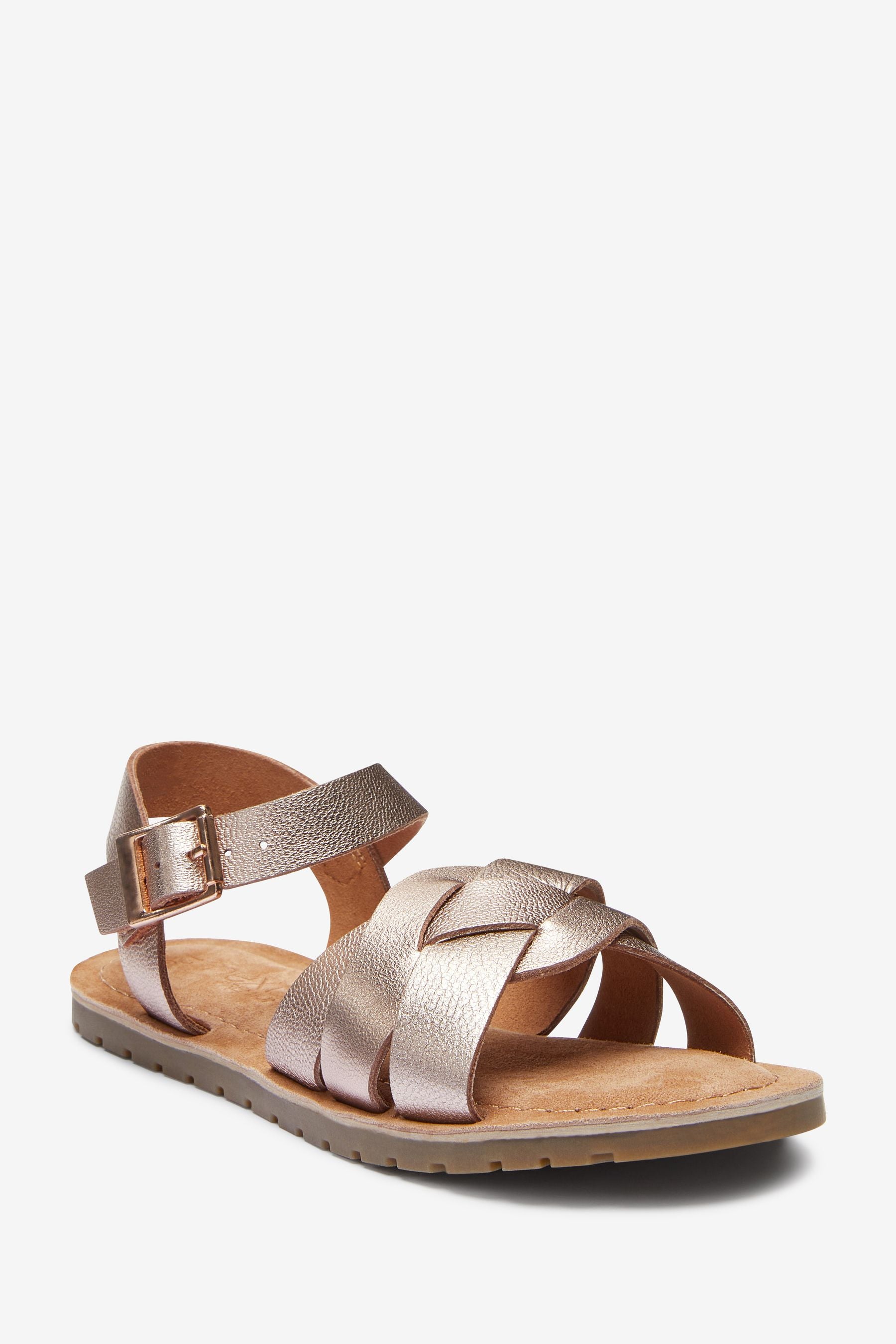 Rose Gold Premium Woven Leather Sandals