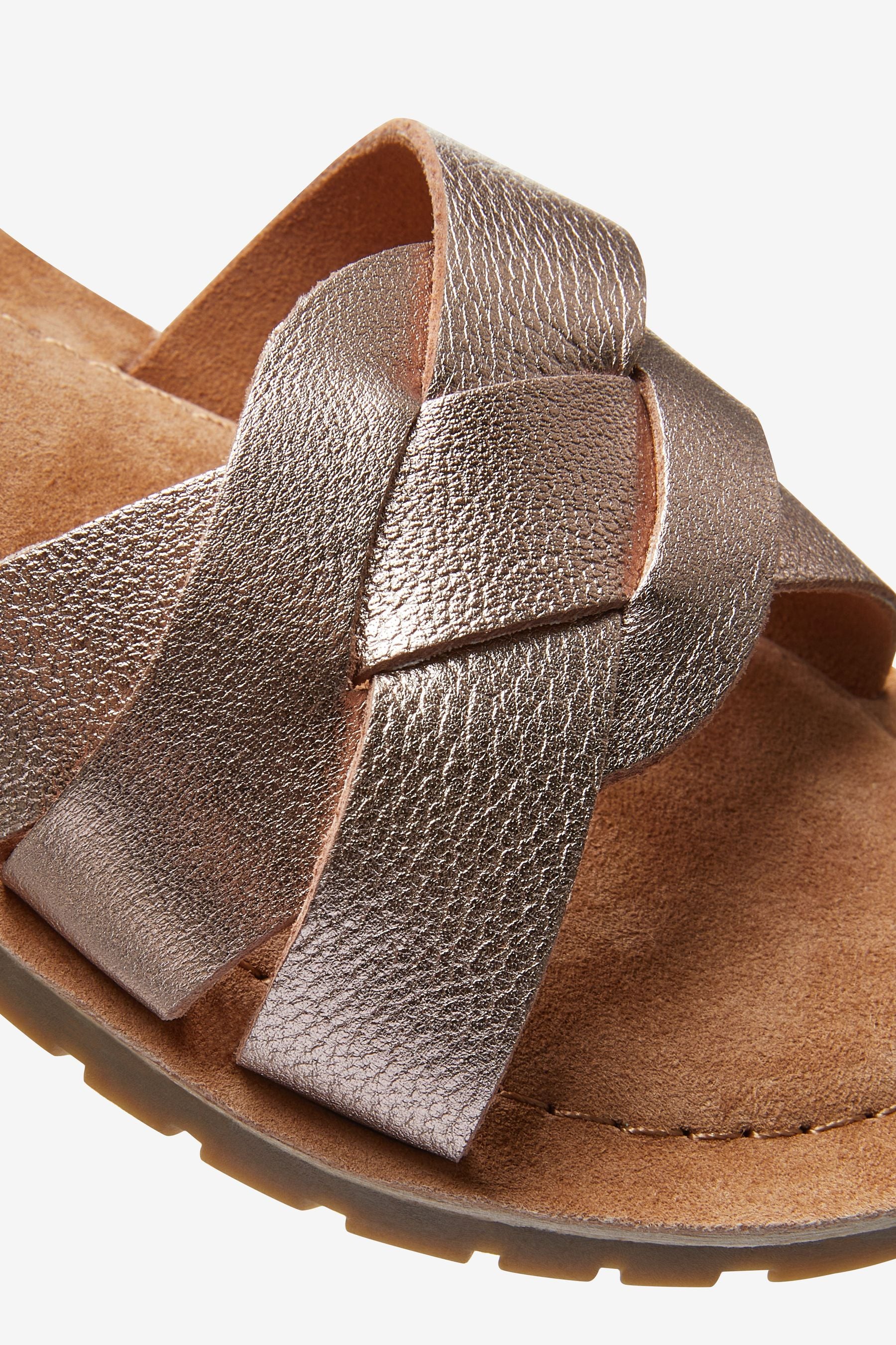 Rose Gold Premium Woven Leather Sandals