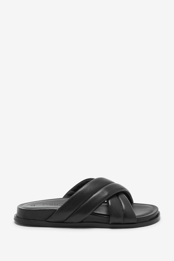 Black Leather Premium Sliders