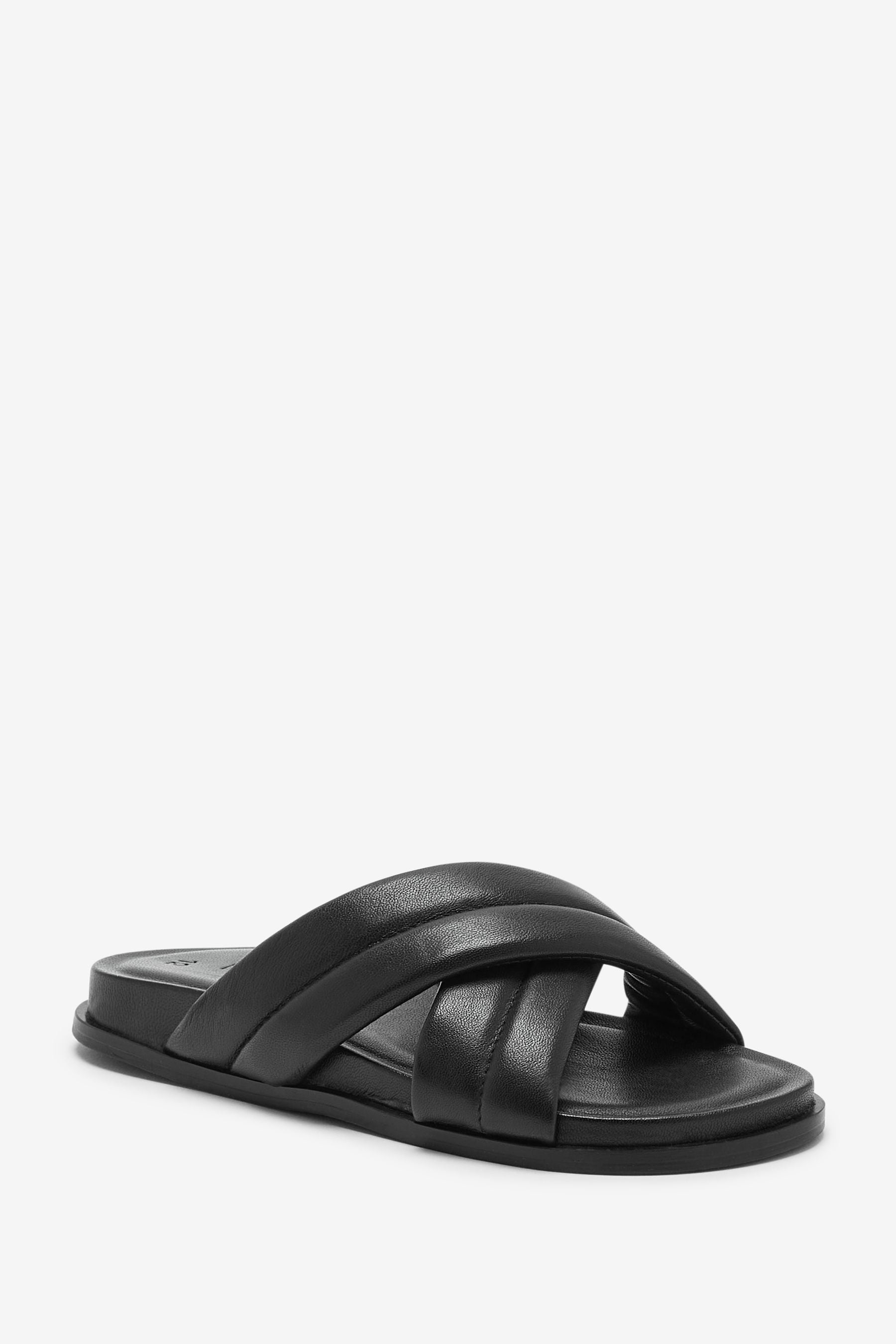 Black Leather Premium Sliders