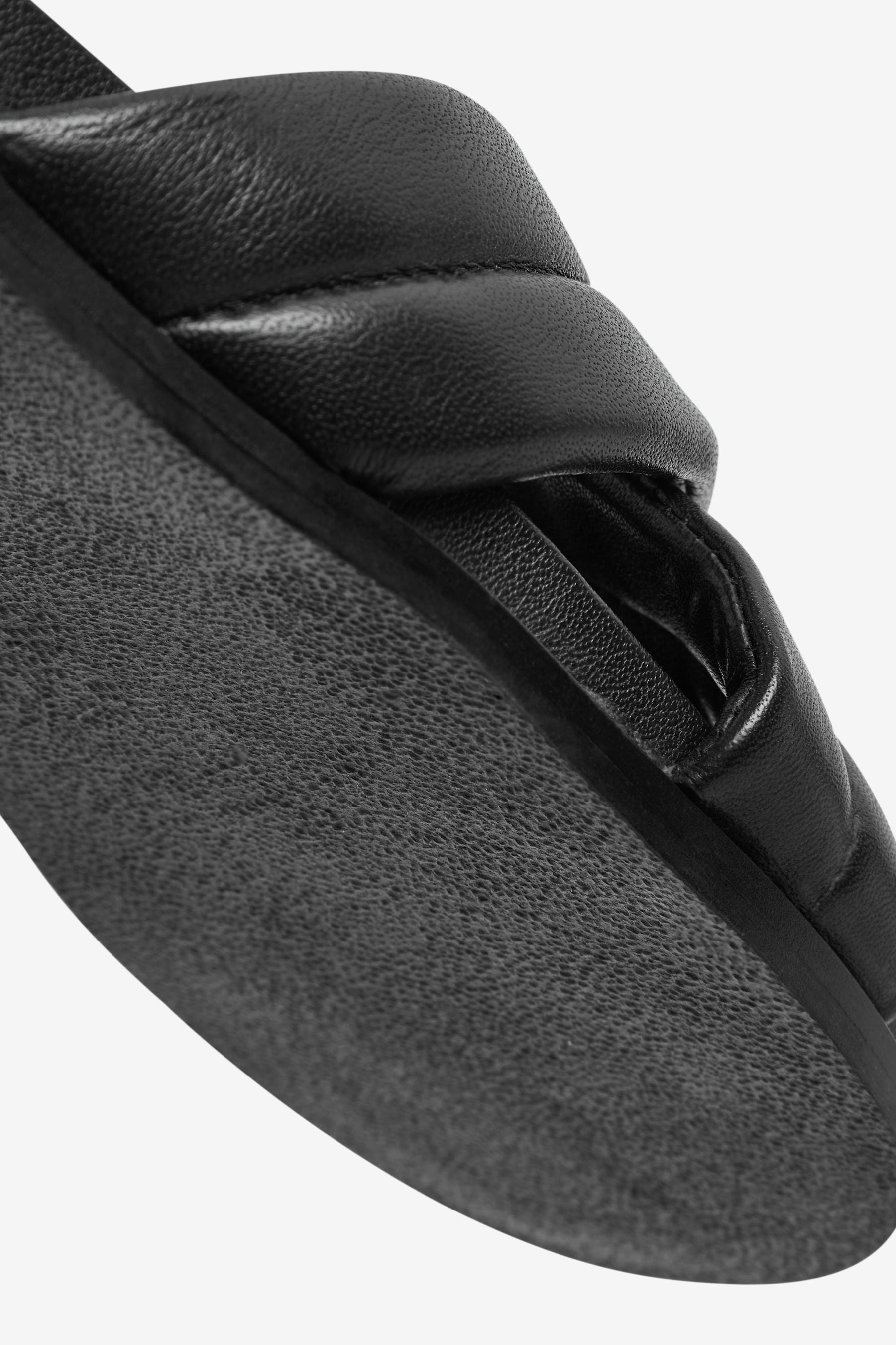 Black Leather Premium Sliders