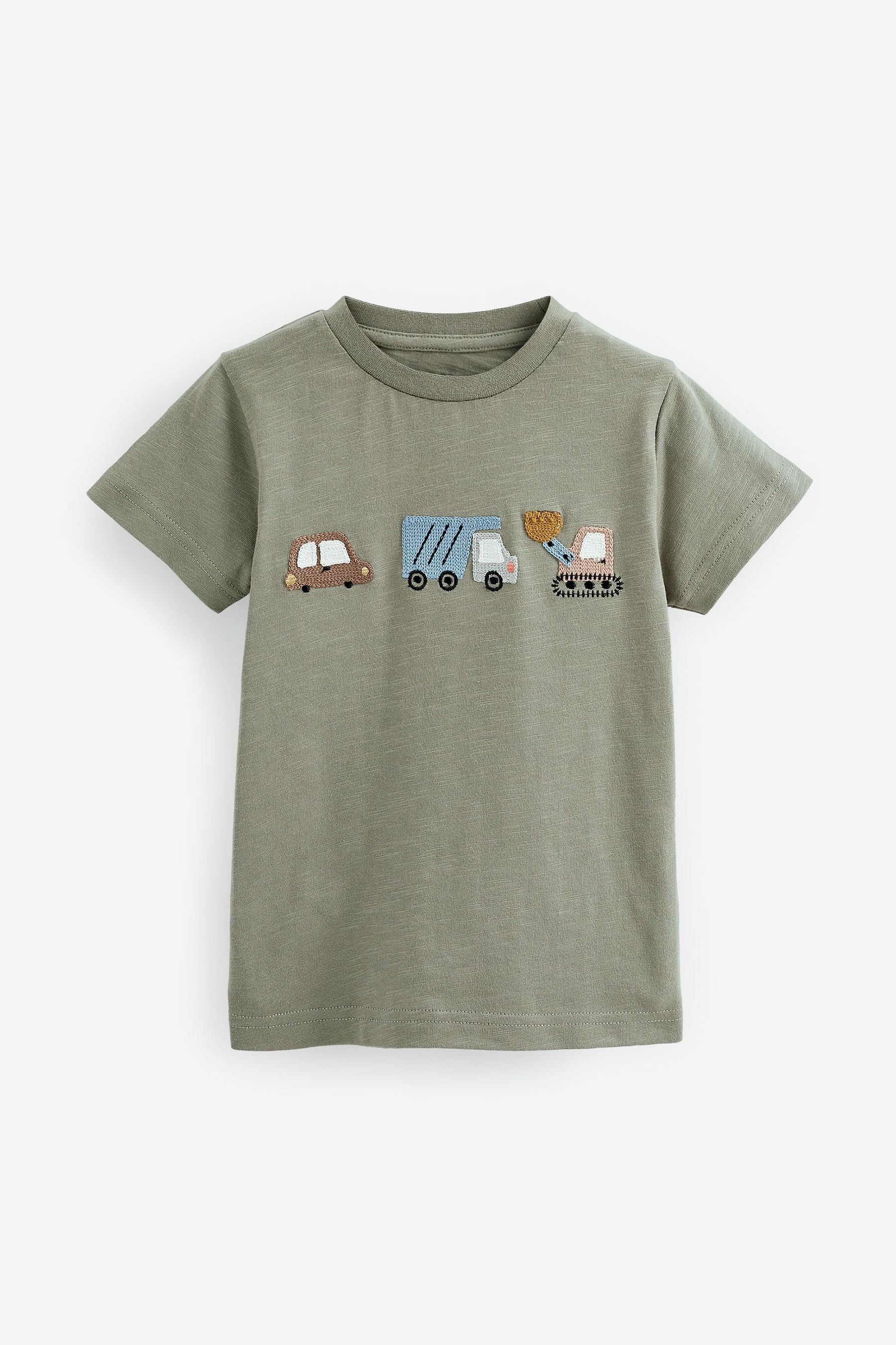 Slate Grey Transports Trio Short Sleeve Appliquééé T-Shirt (3mths-7yrs)