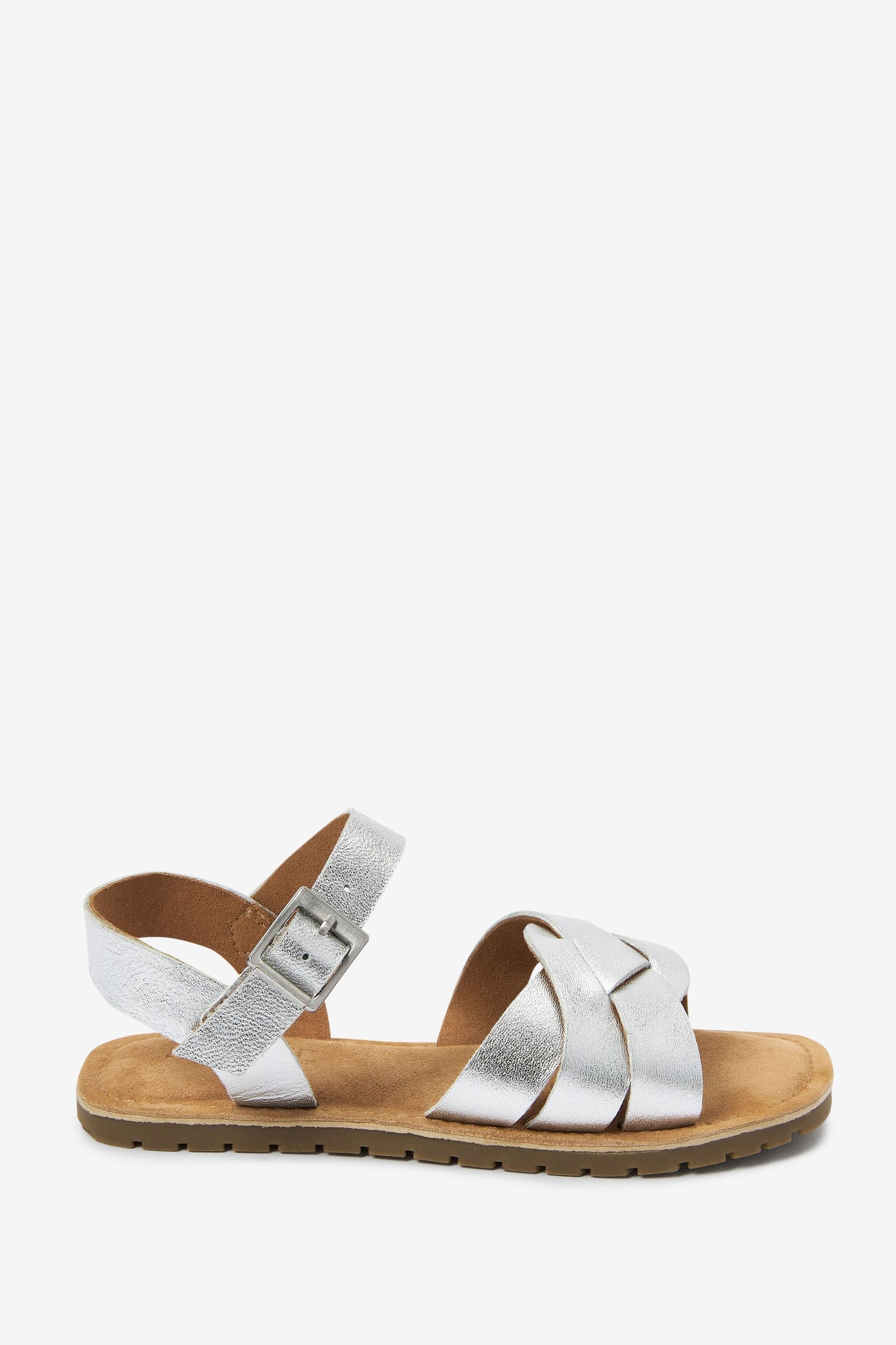 Silver Premium Woven Leather Sandals