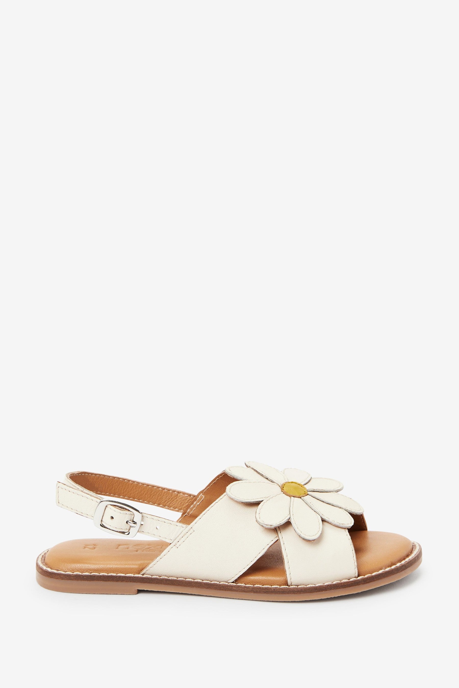 Bone White Leather Daisy Sandals