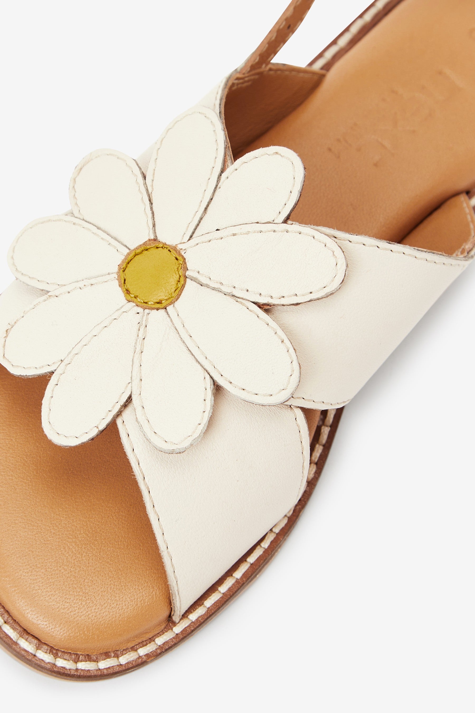 Bone White Leather Daisy Sandals