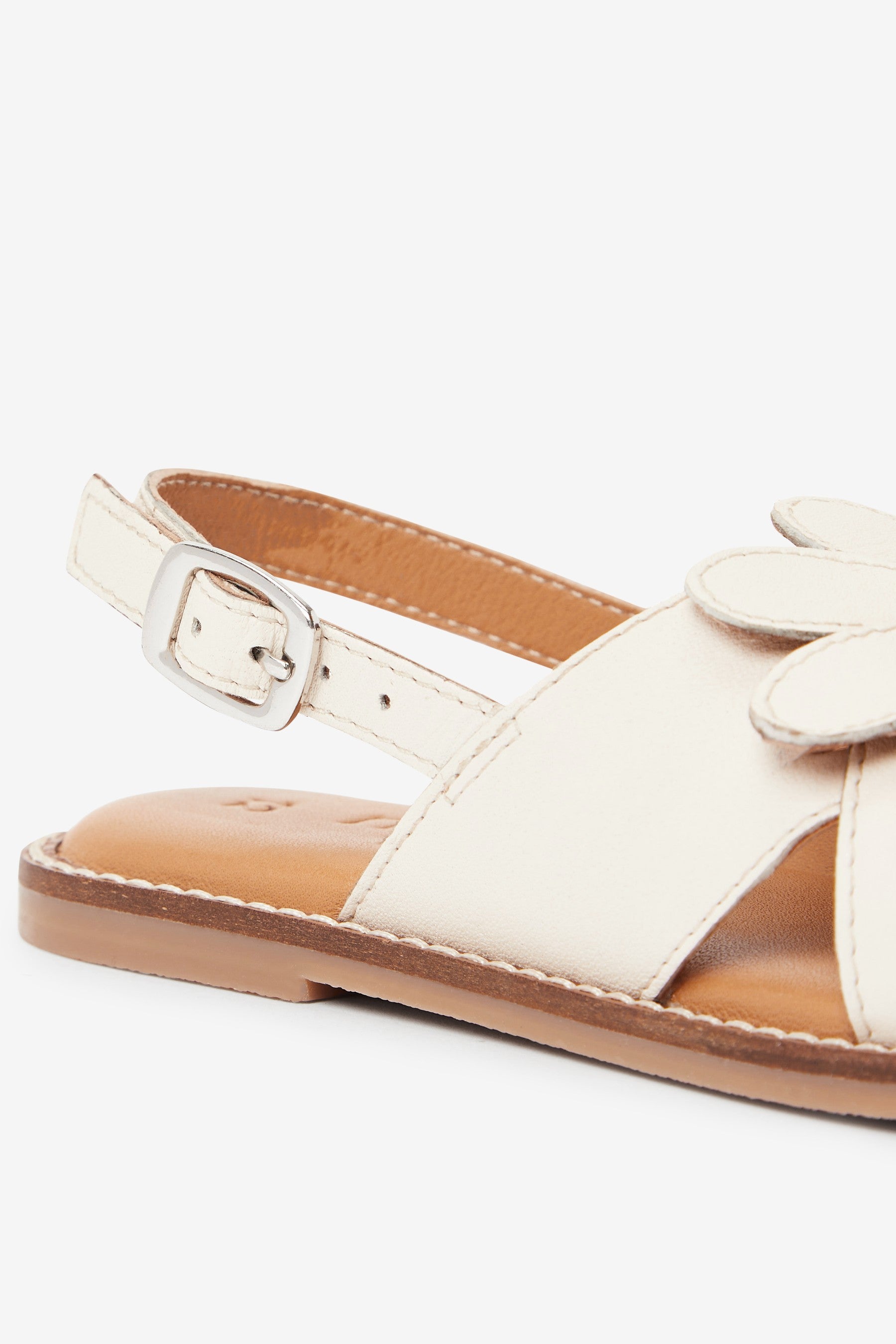 Bone White Leather Daisy Sandals