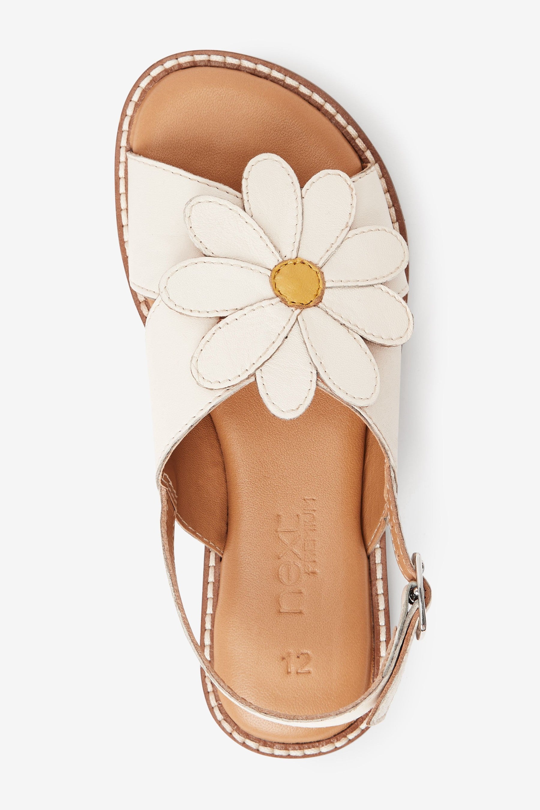 Bone White Leather Daisy Sandals