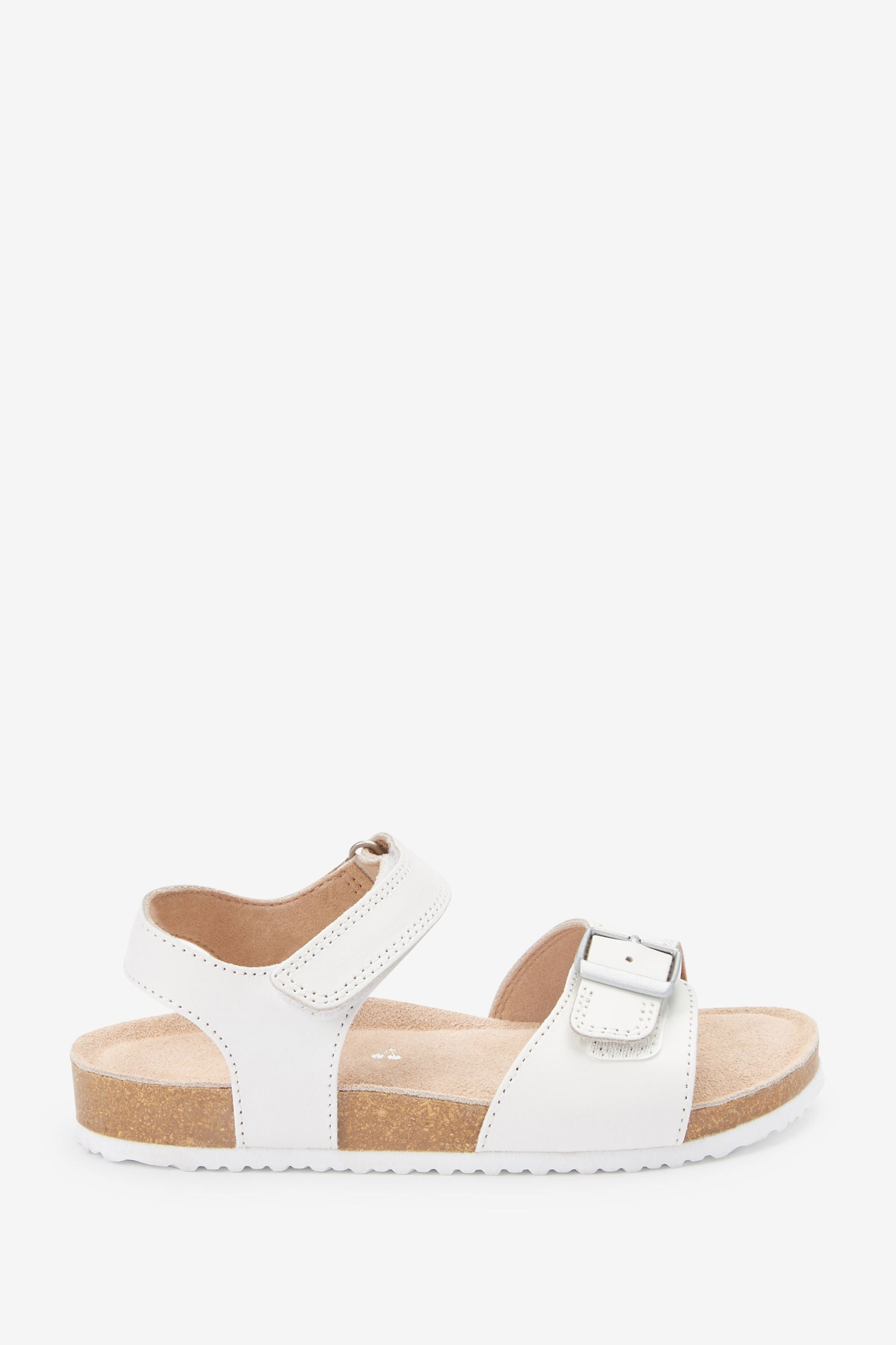 White Leather Corkbed Sandals