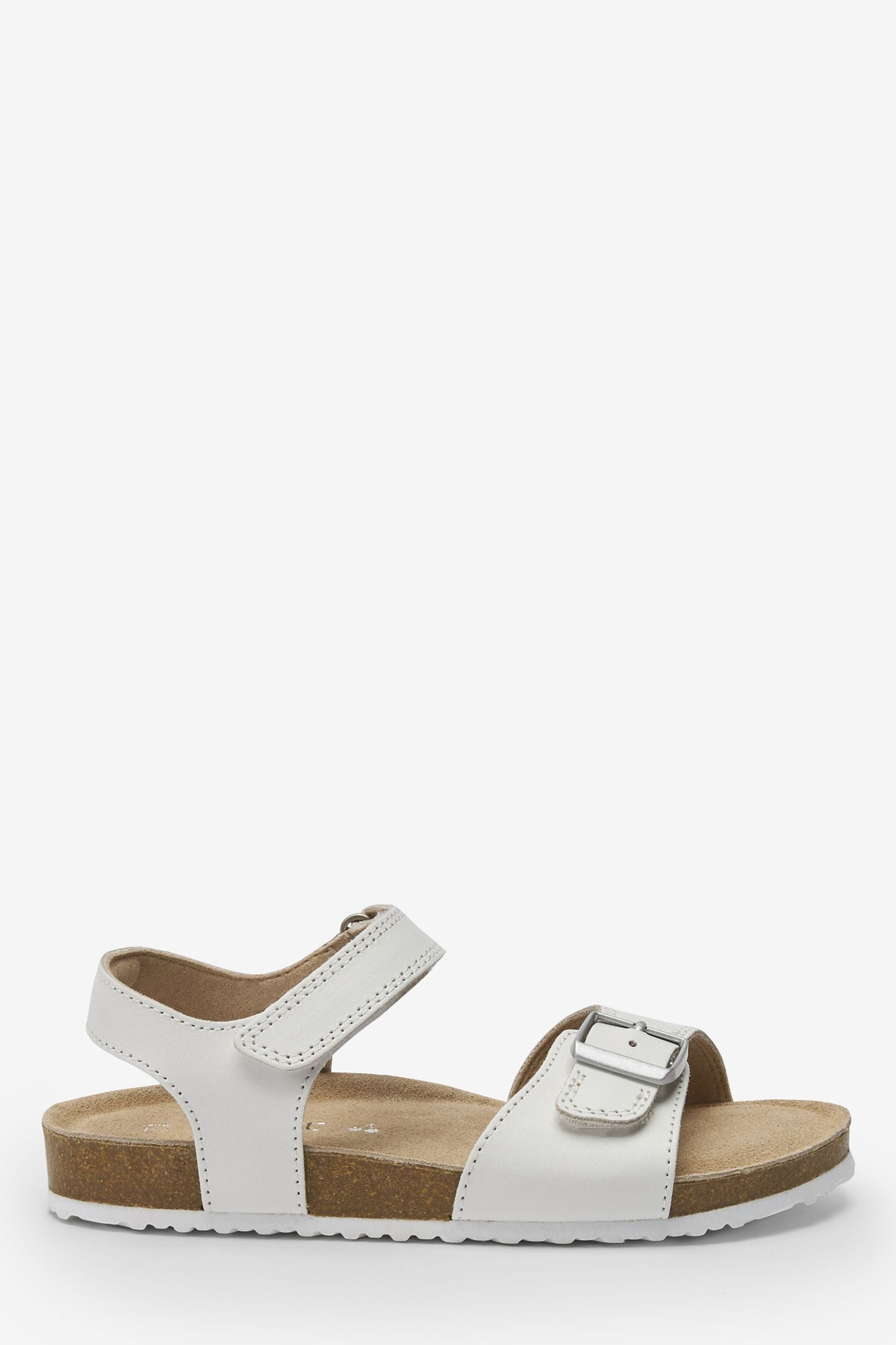 White Leather Corkbed Sandals