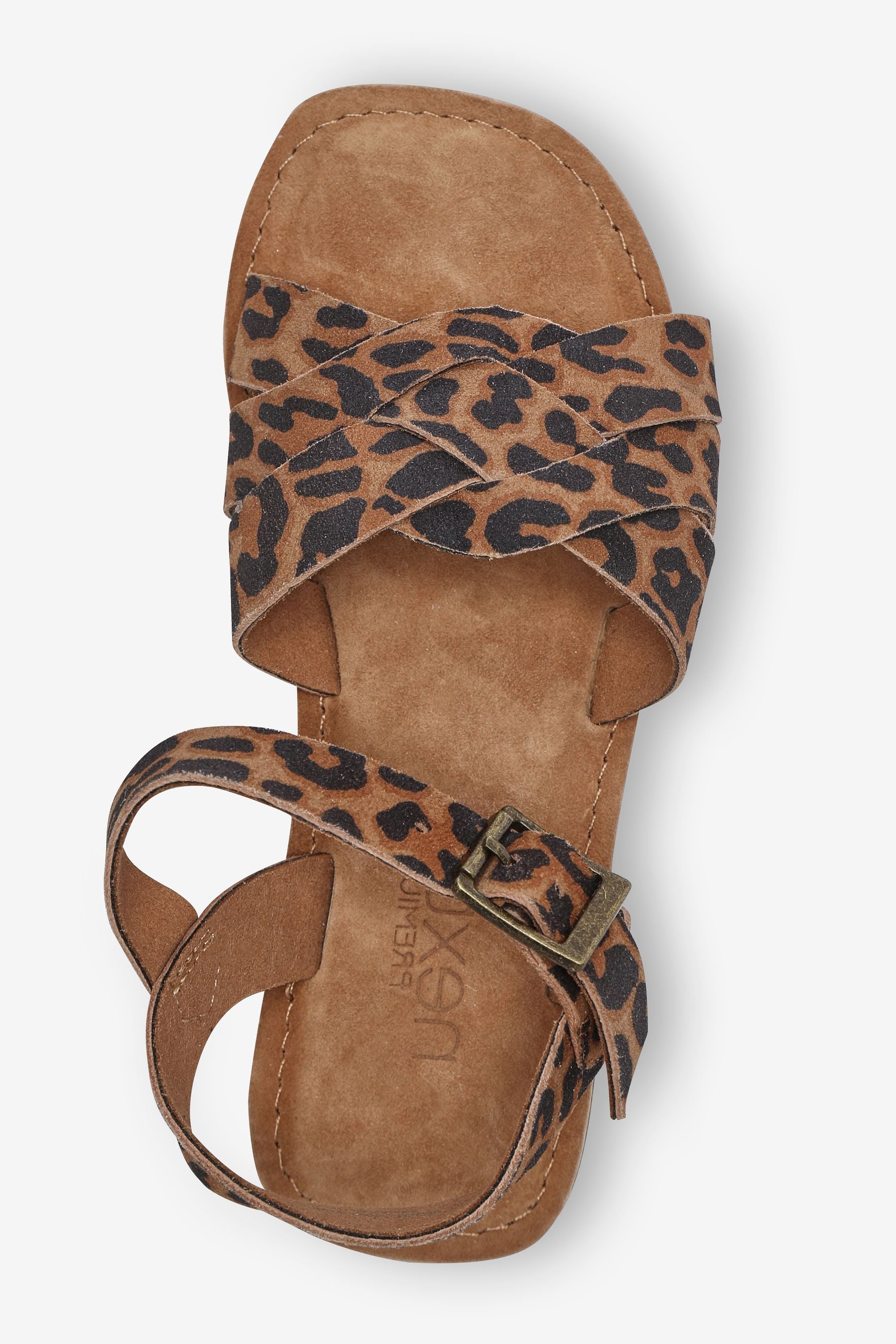 Animal Print Standard Fit (F) Premium Woven Leather Sandals