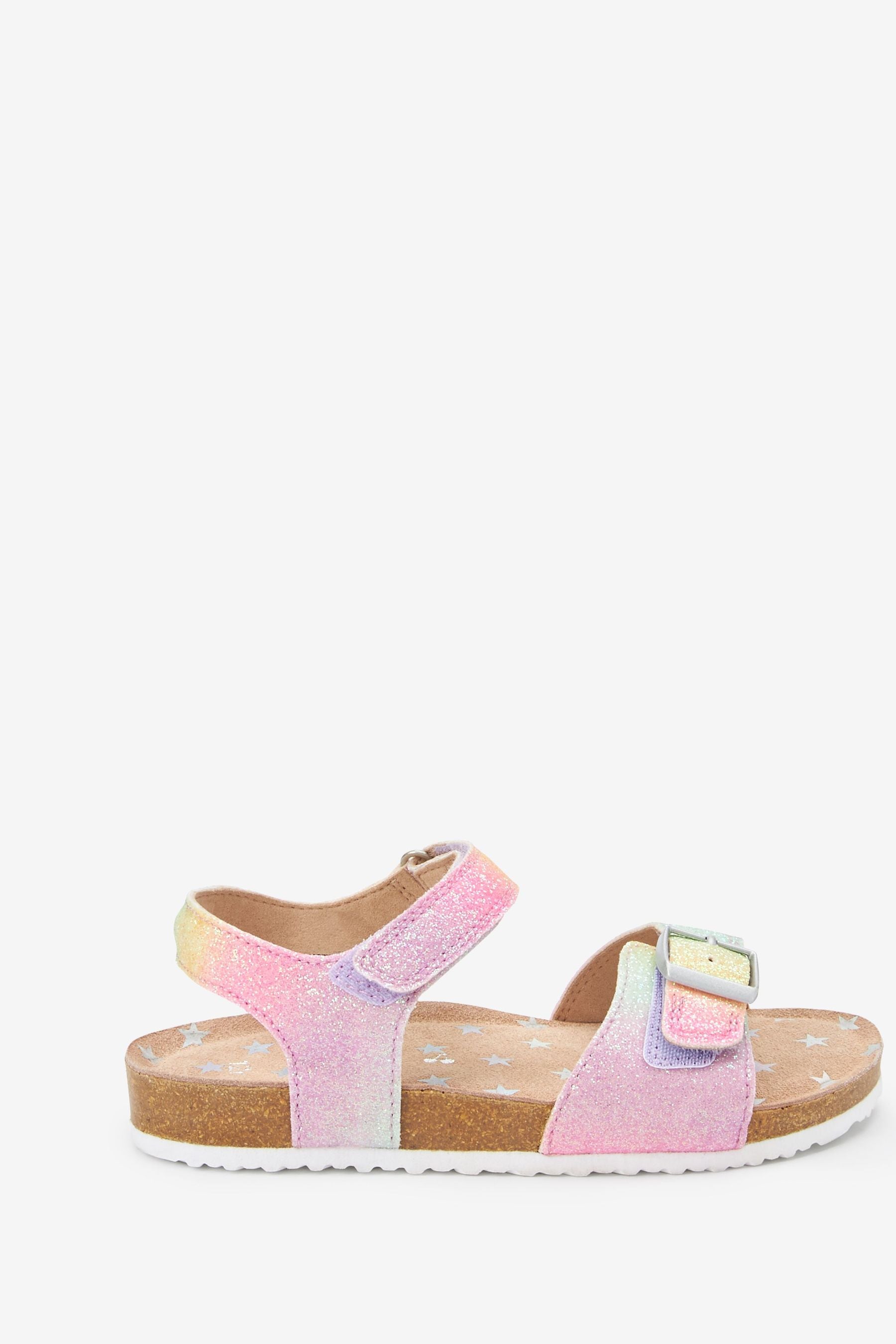 Pink Rainbow Glitter Corkbed Sandals