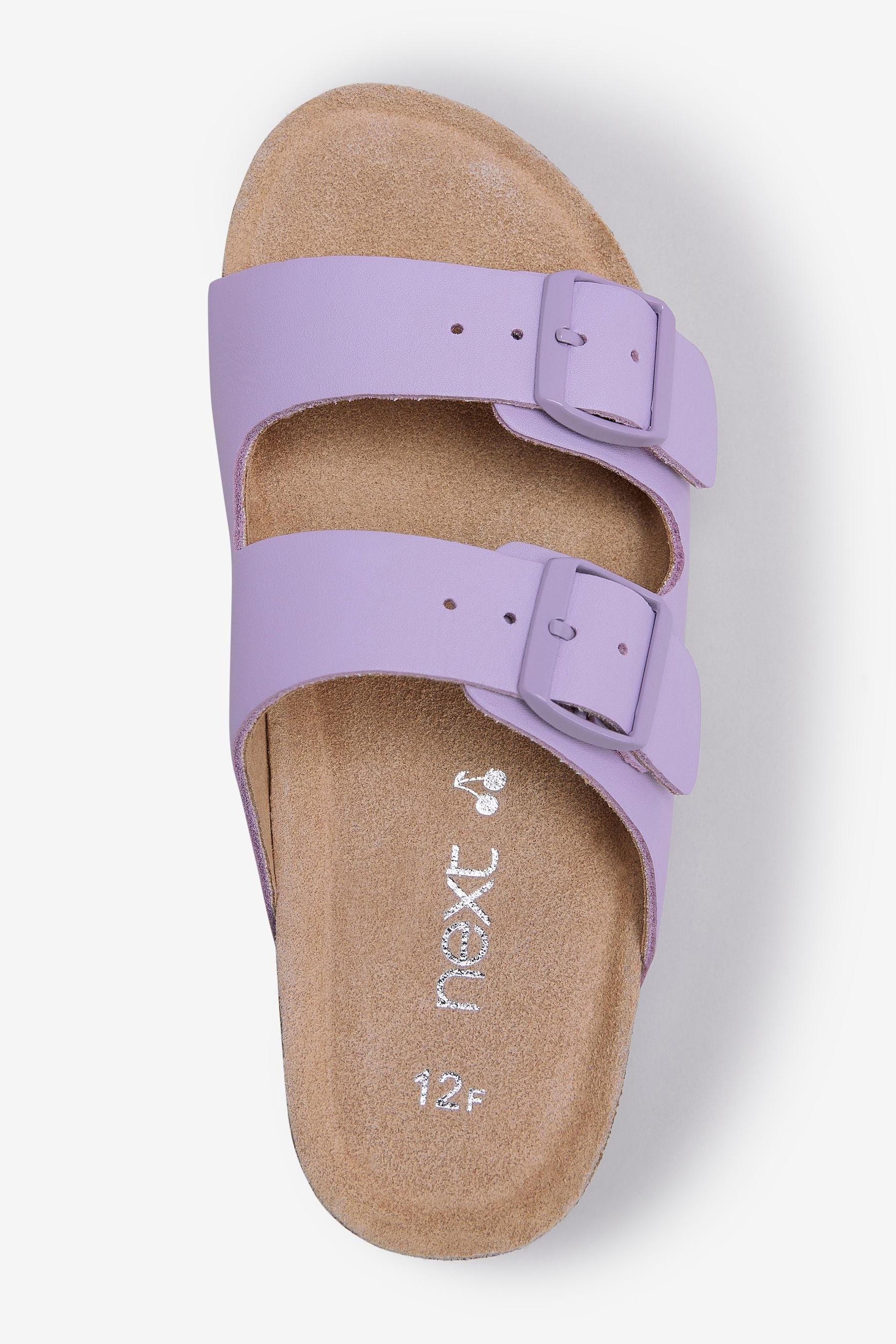 Lilac Purple Leather Double Buckle Corkbed Sandals