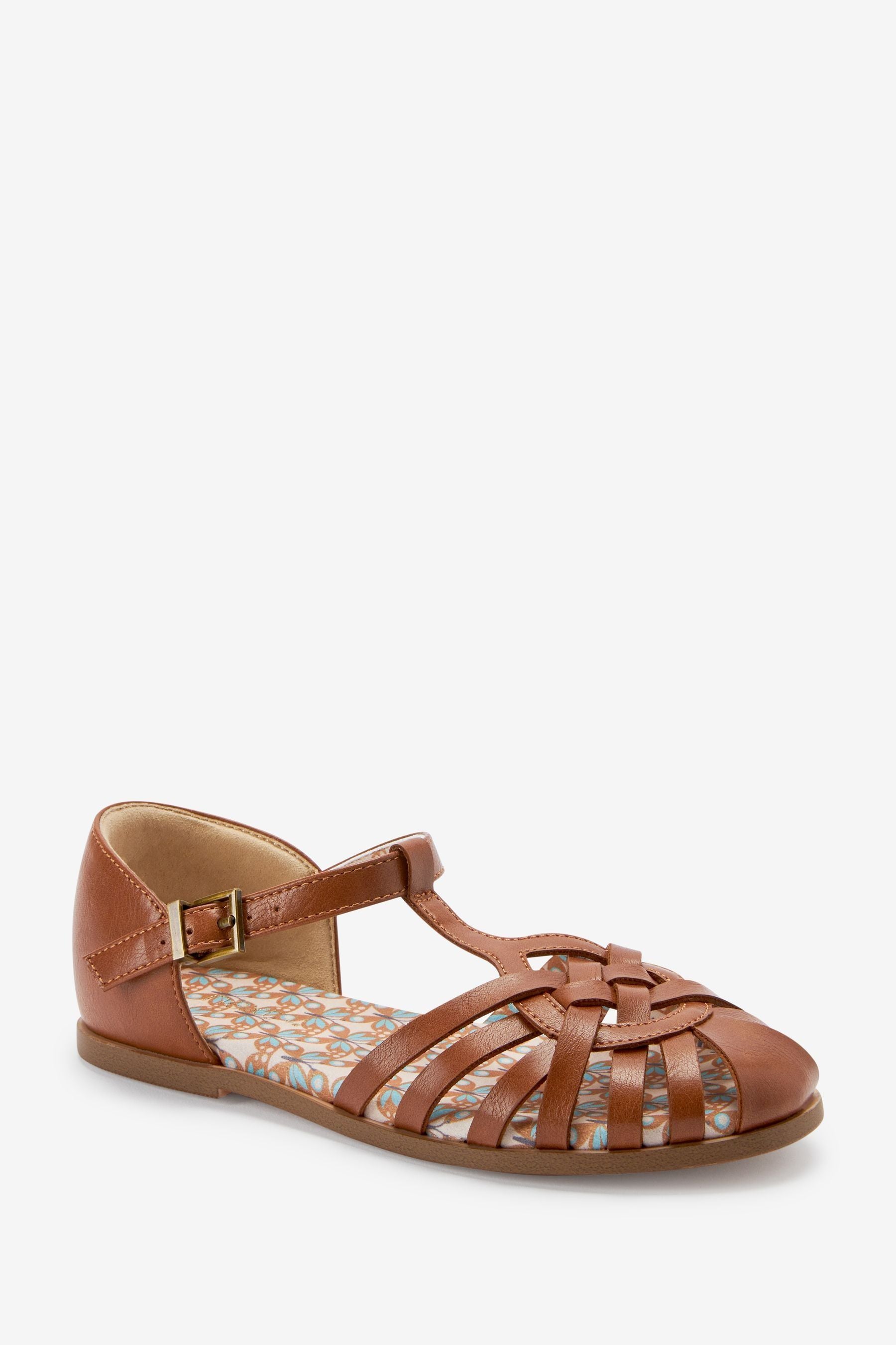 Tan Brown Caged Sandals