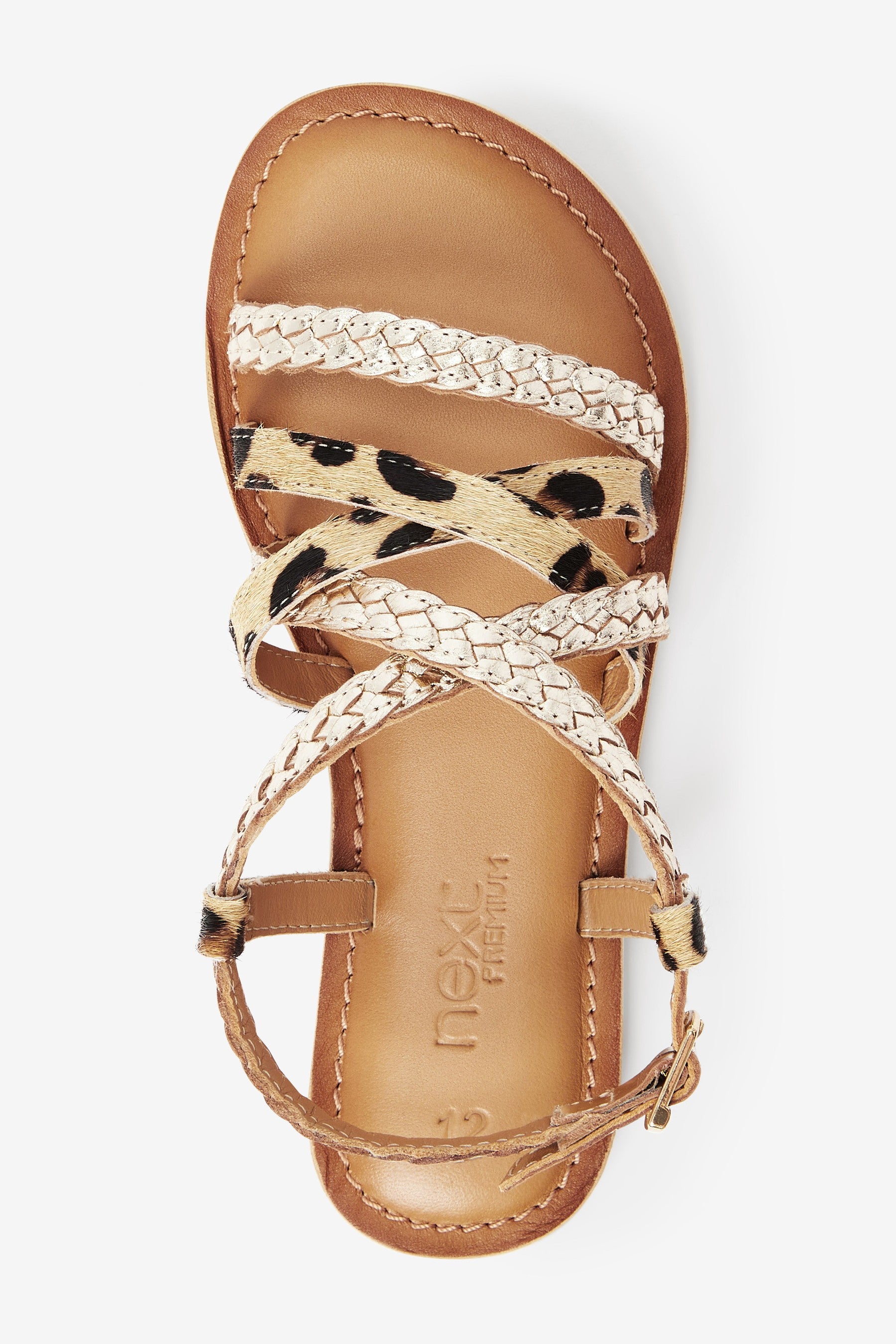 Gold Animal Print Leather Sandals