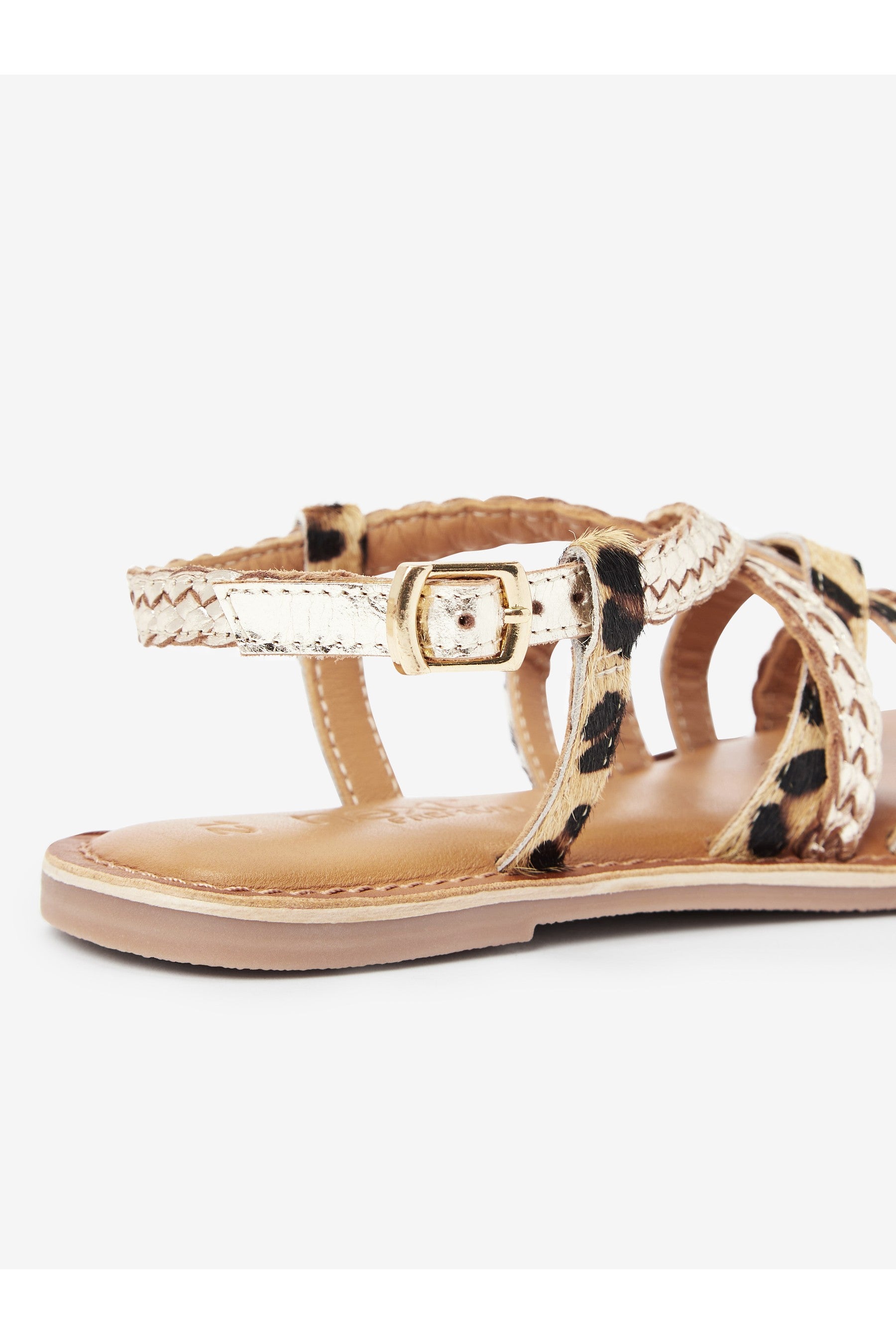 Gold Animal Print Leather Sandals