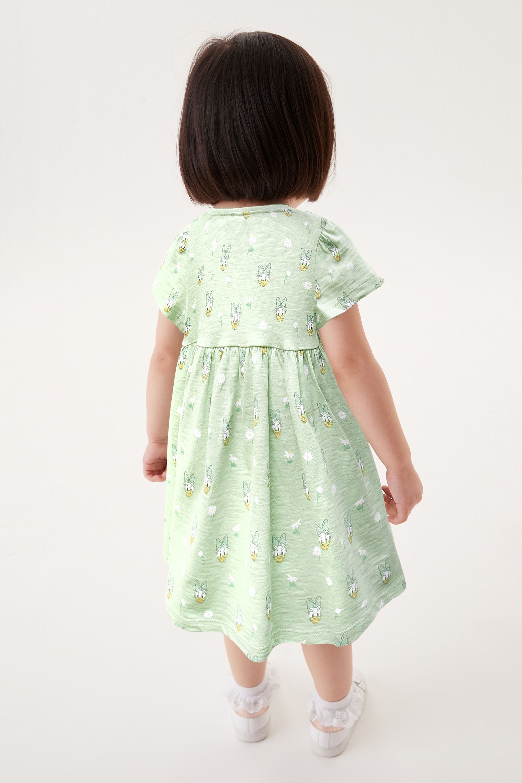 Green Daisy Duck Short Sleeve Jersey Dress (3mths-7yrs)