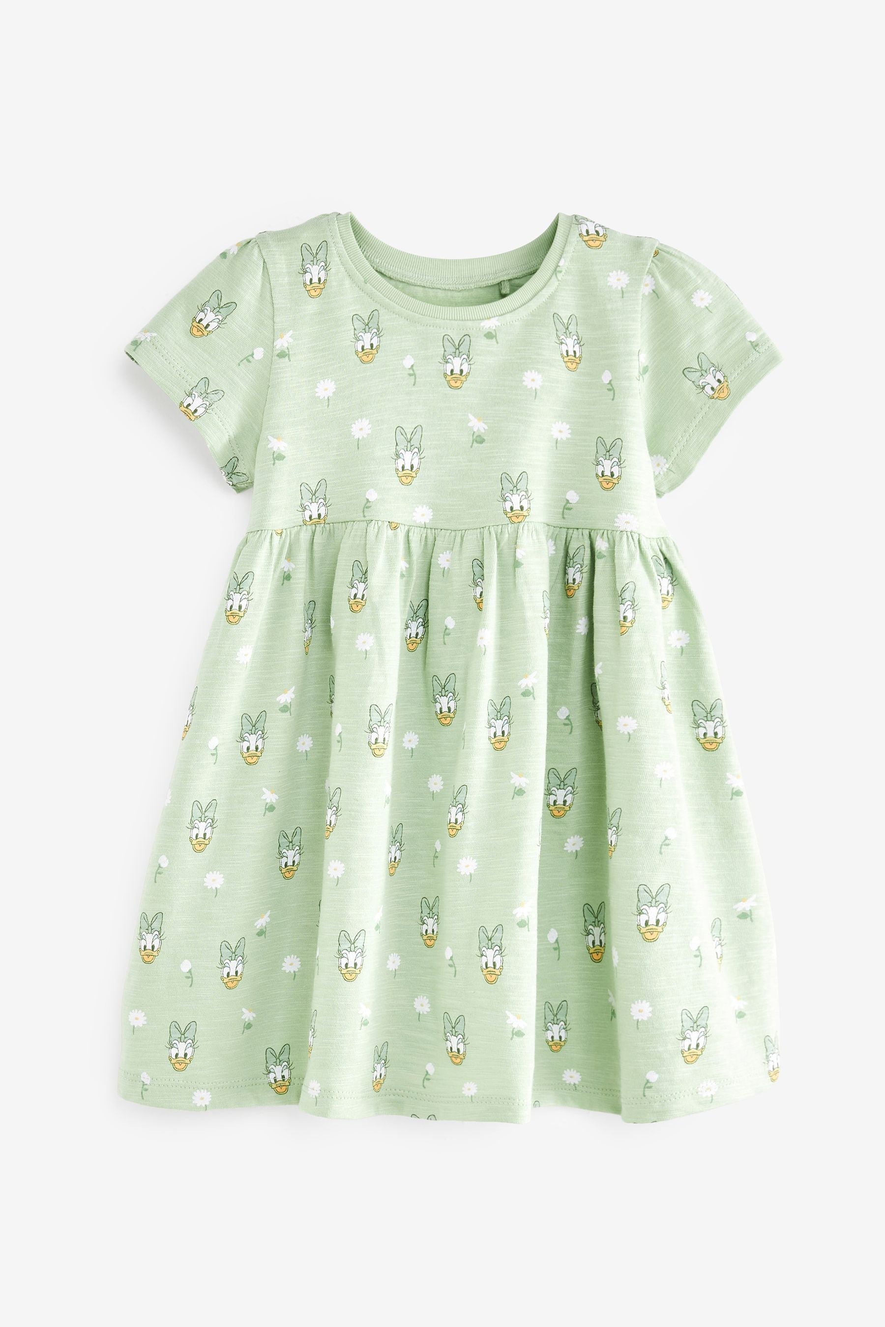 Green Daisy Duck Short Sleeve Jersey Dress (3mths-7yrs)