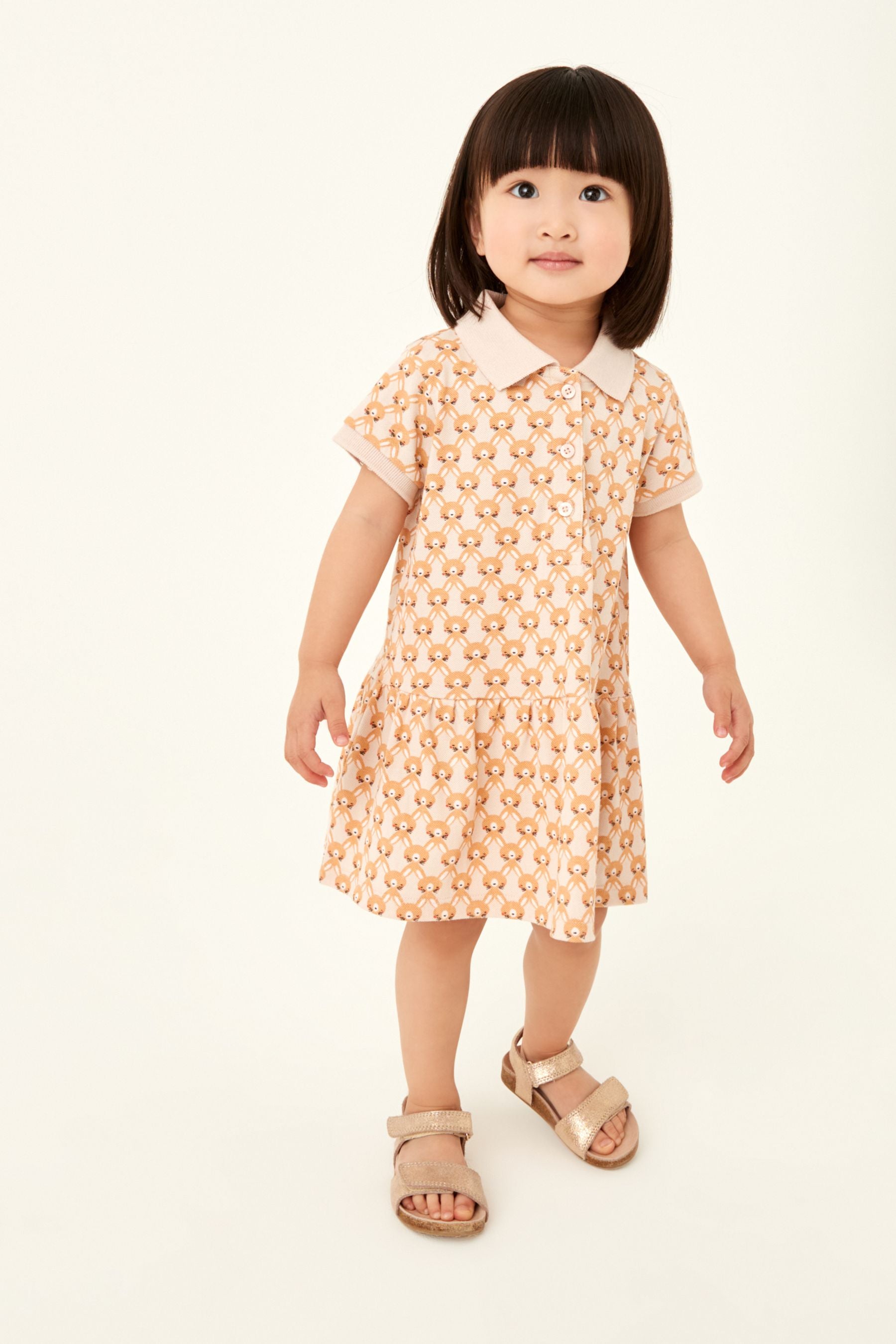 Neutral Bunny Pique Polo Dress (3mths-7yrs)