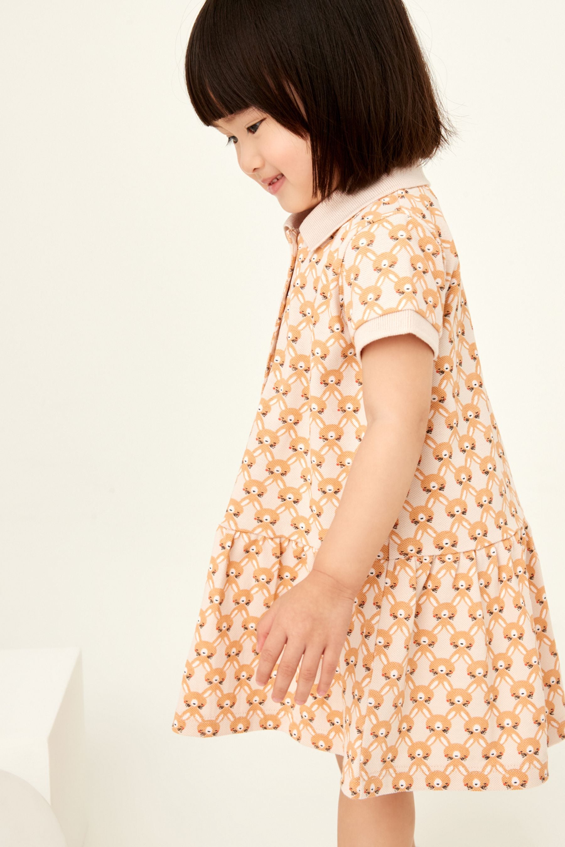 Neutral Bunny Pique Polo Dress (3mths-7yrs)