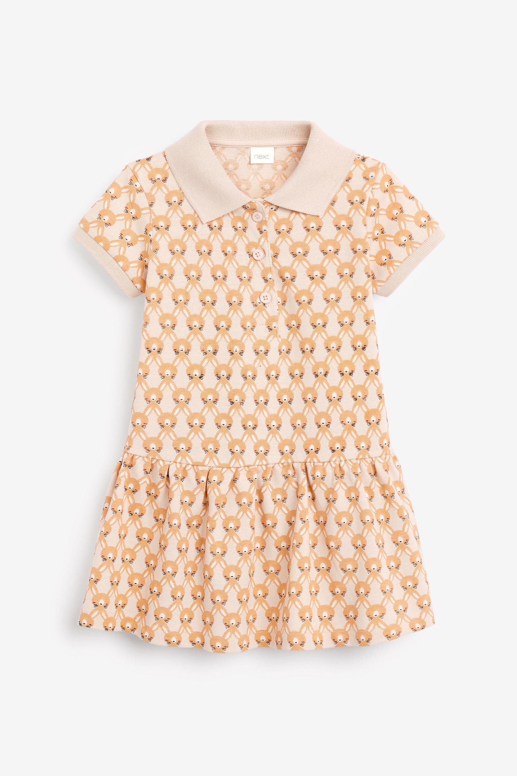 Neutral Bunny Pique Polo Dress (3mths-7yrs)