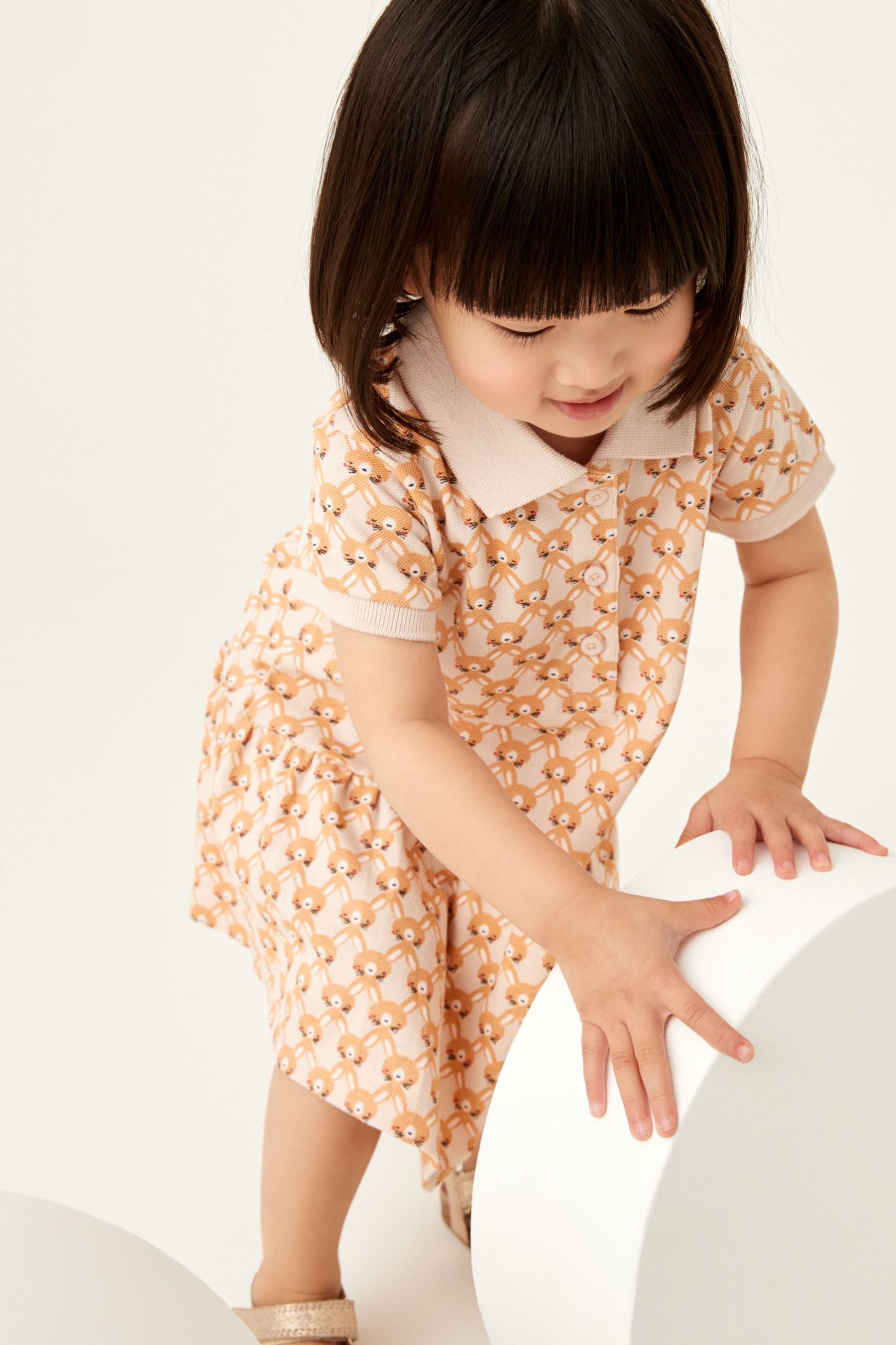 Neutral Bunny Pique Polo Dress (3mths-7yrs)