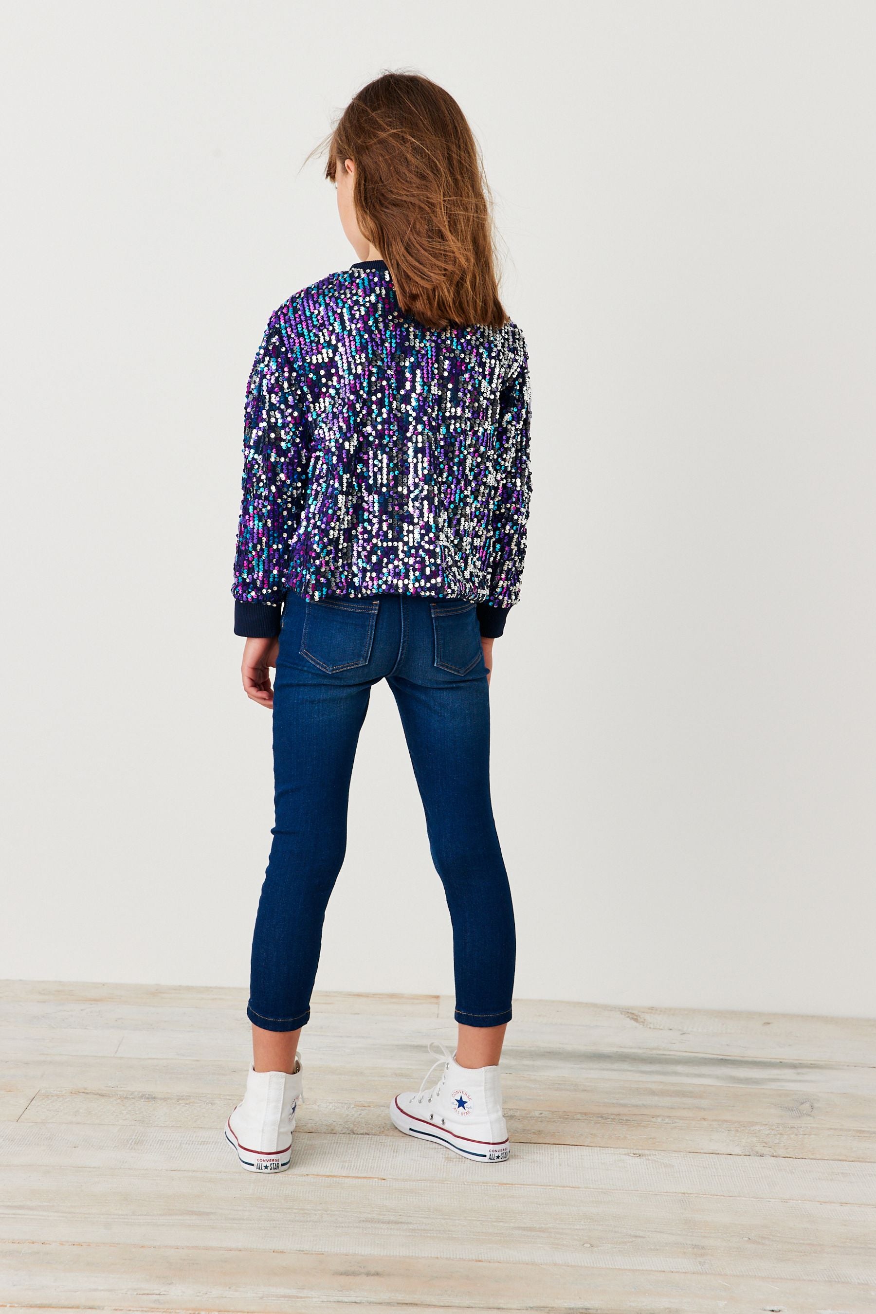 Blue/Purple/Silver Sequin Crew Sweatshirt (3-16yrs)