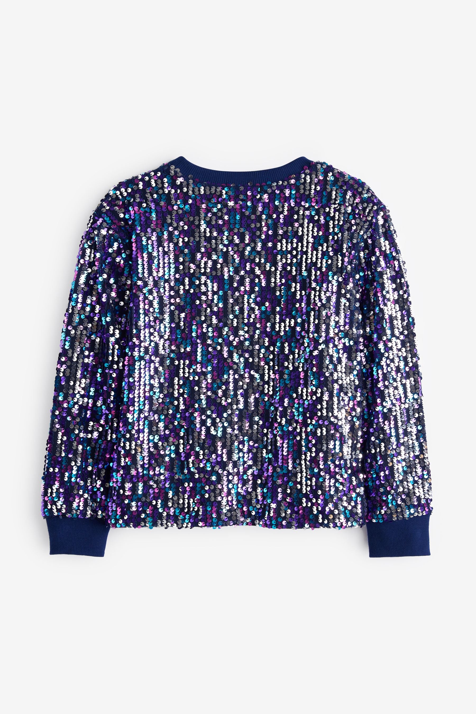 Blue/Purple/Silver Sequin Crew Sweatshirt (3-16yrs)