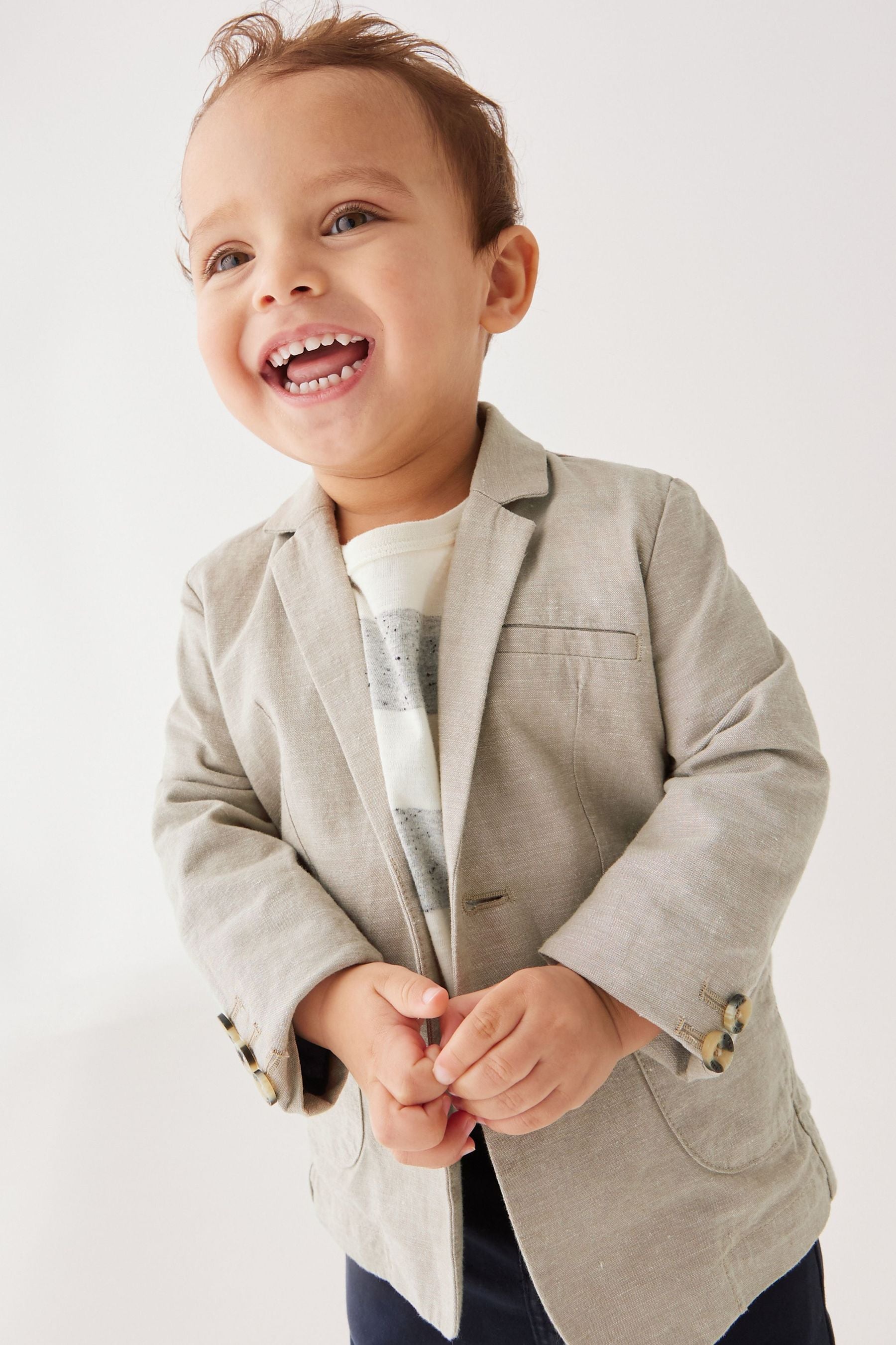 Stone Linen Blend Blazer (3mths-9yrs)