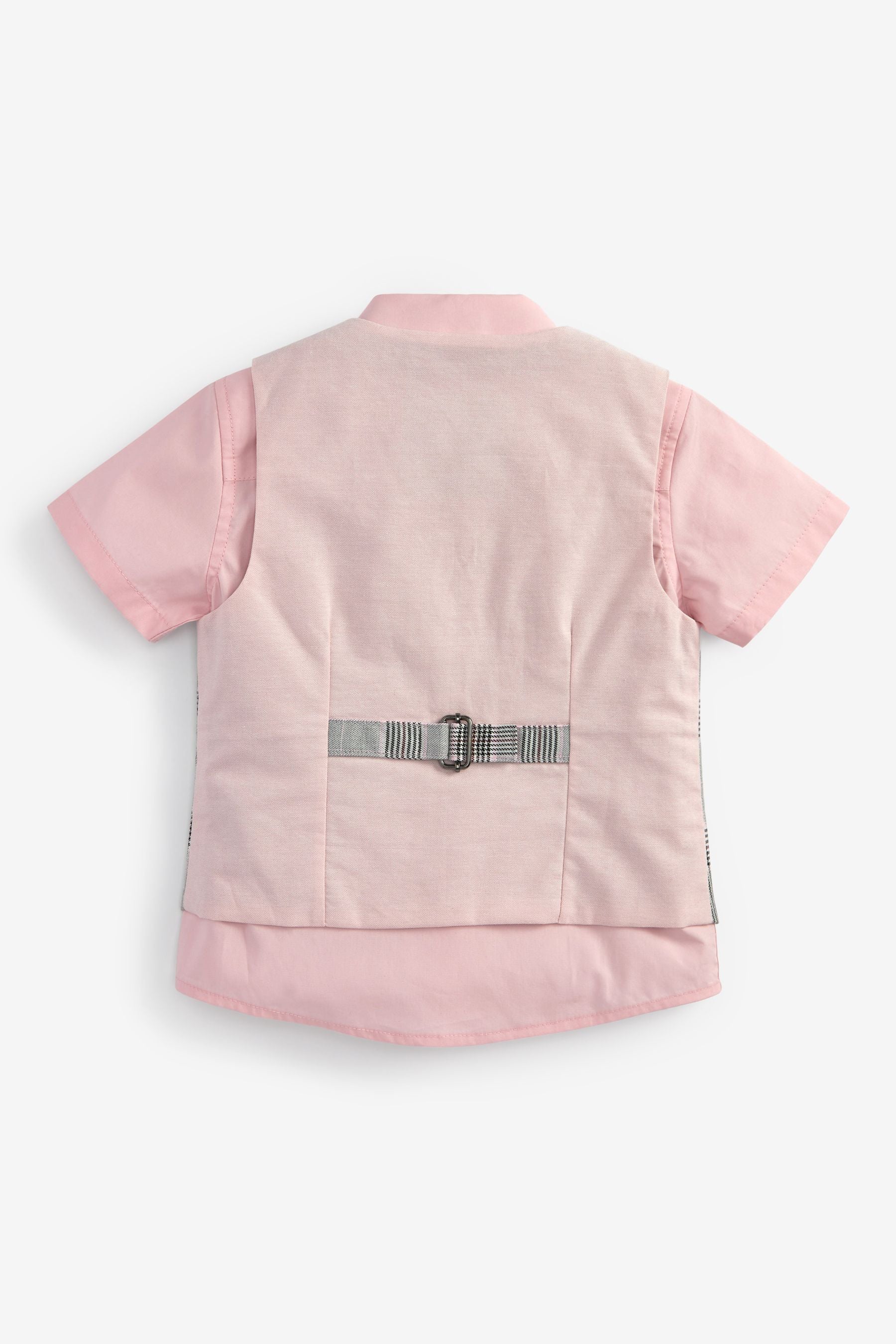 Grey  Waistcoat & Shirt Set Check With Pink Shirt (3mths-9yrs)