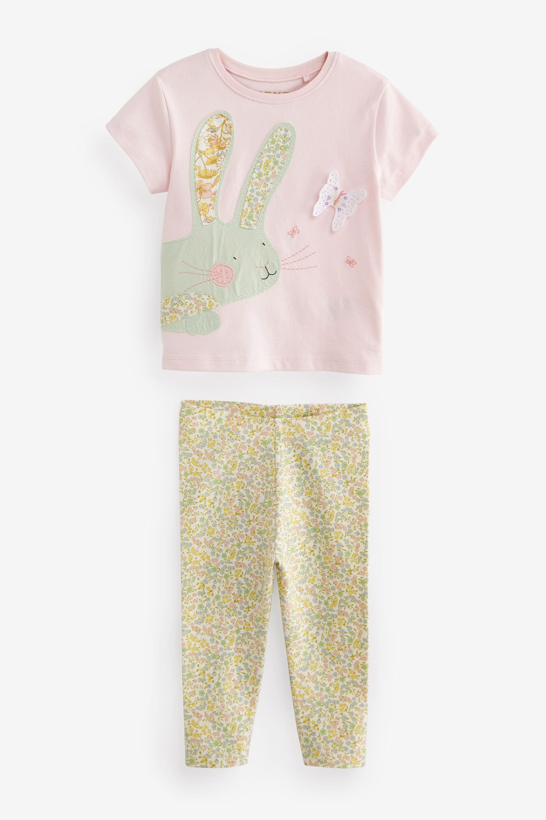 Pink Bunny Ditsy Short Sleeve Top and Leggings Set (3mths-7yrs)