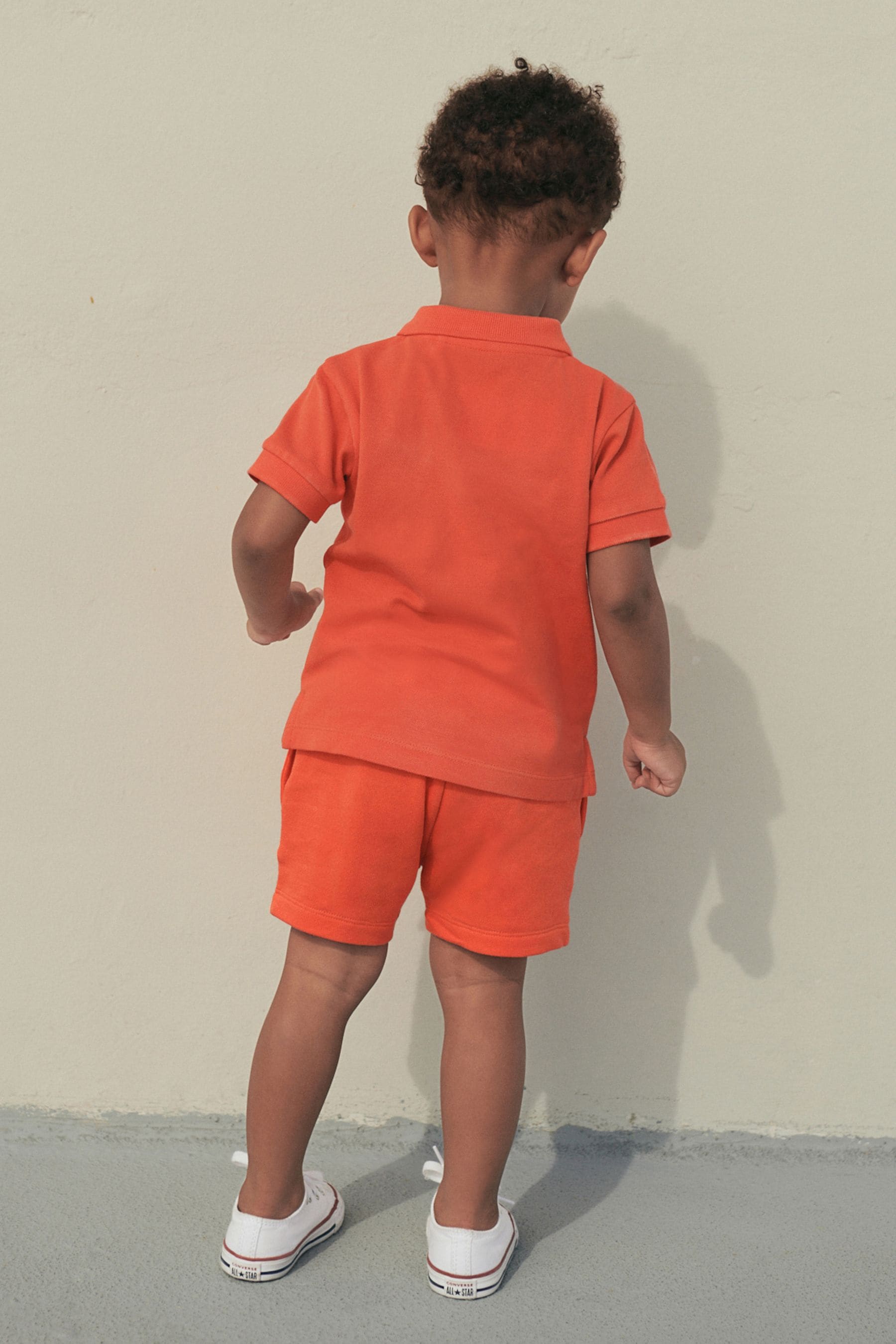 Coral Orange Short Sleeves Polo and Shorts Set (3mths-7yrs)