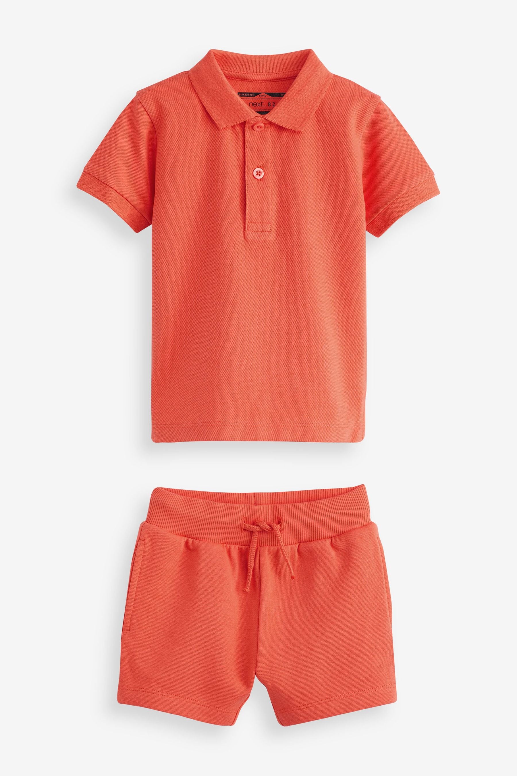 Coral Orange Short Sleeves Polo and Shorts Set (3mths-7yrs)