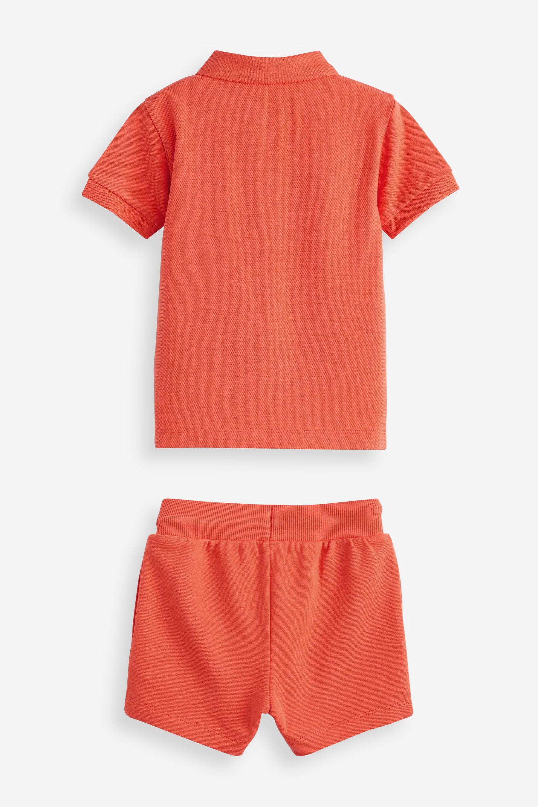 Coral Orange Short Sleeves Polo and Shorts Set (3mths-7yrs)