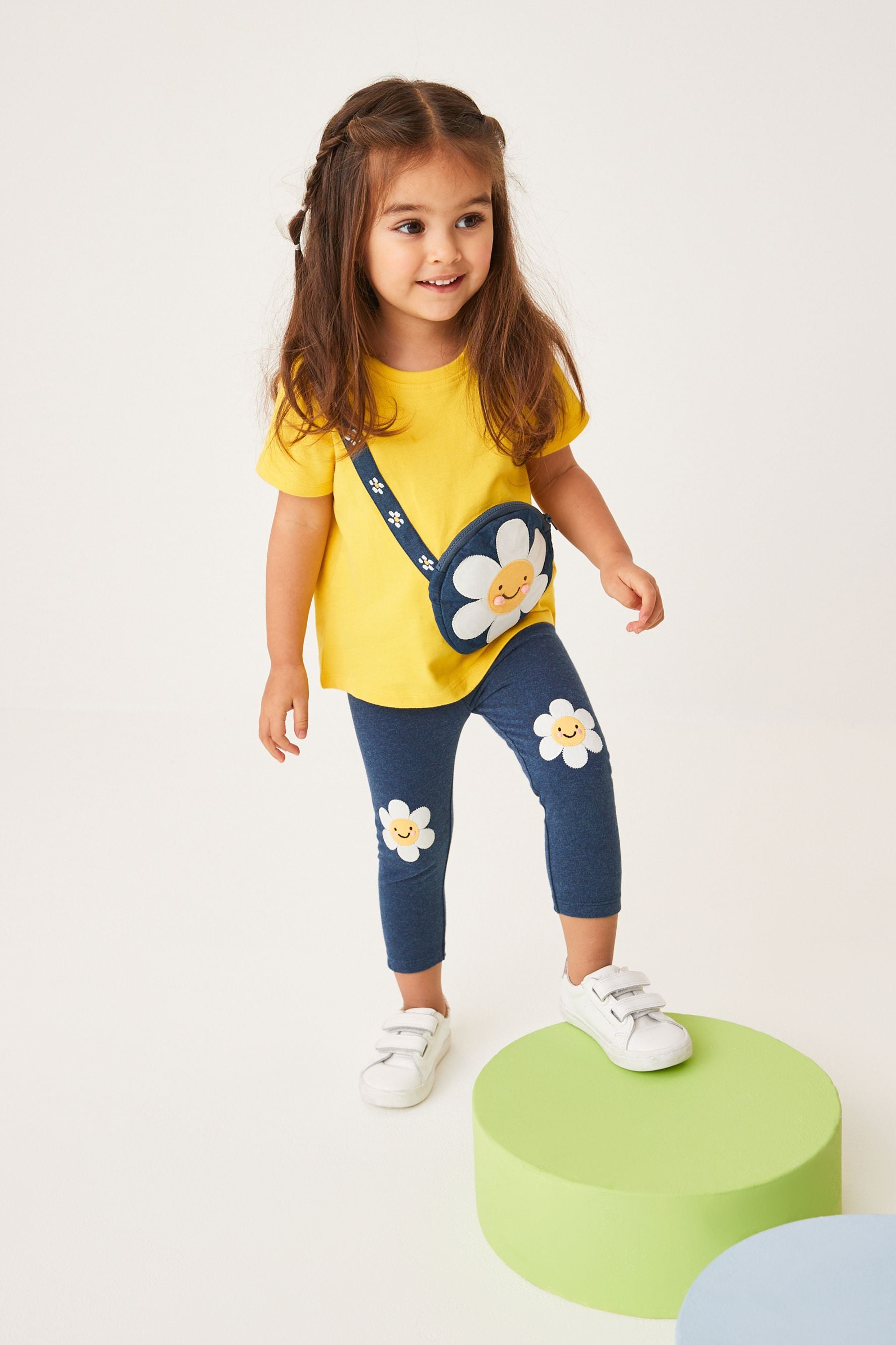 Denim Dark Blue Daisy Embroidered Leggings (3mths-7yrs)