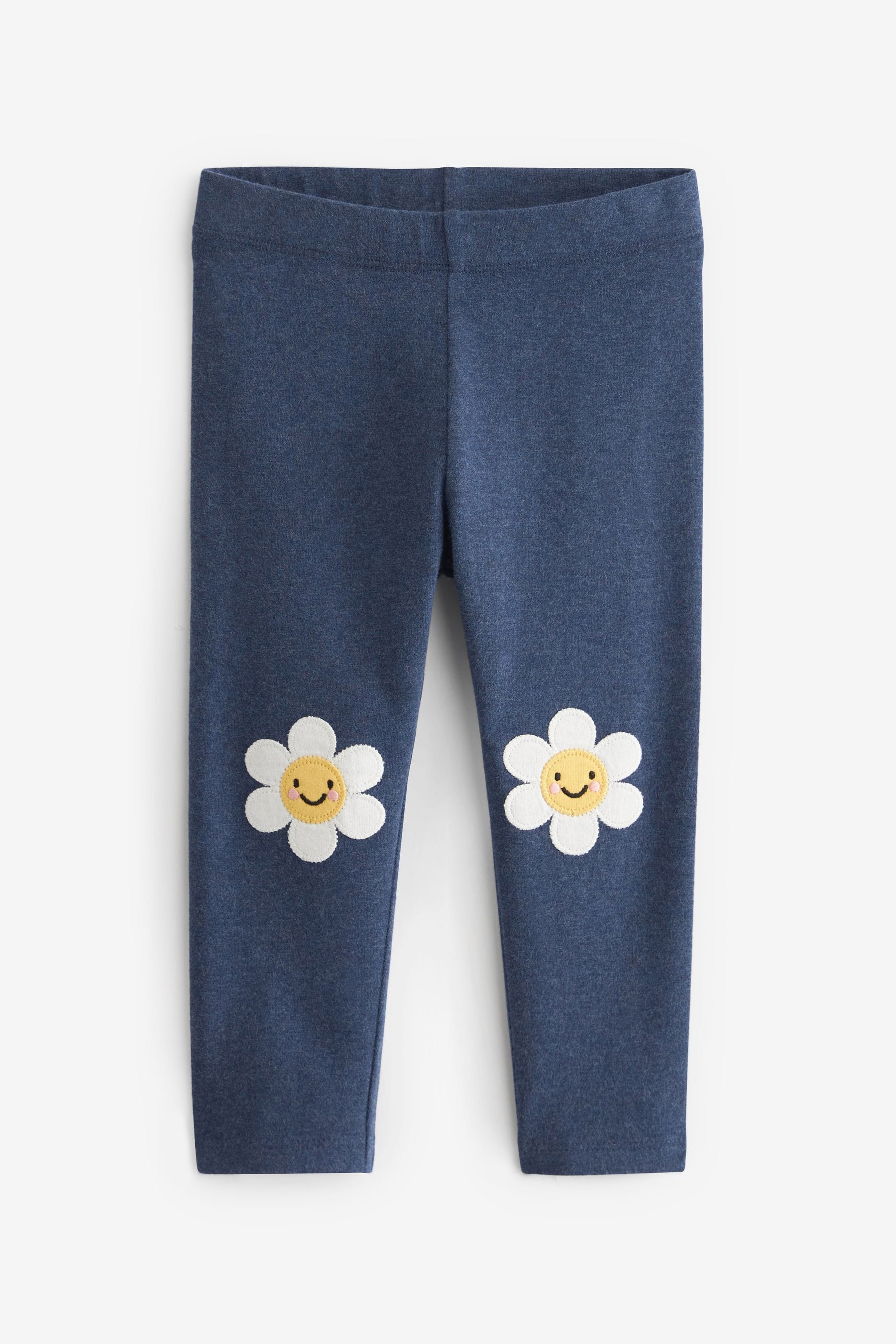 Denim Dark Blue Daisy Embroidered Leggings (3mths-7yrs)