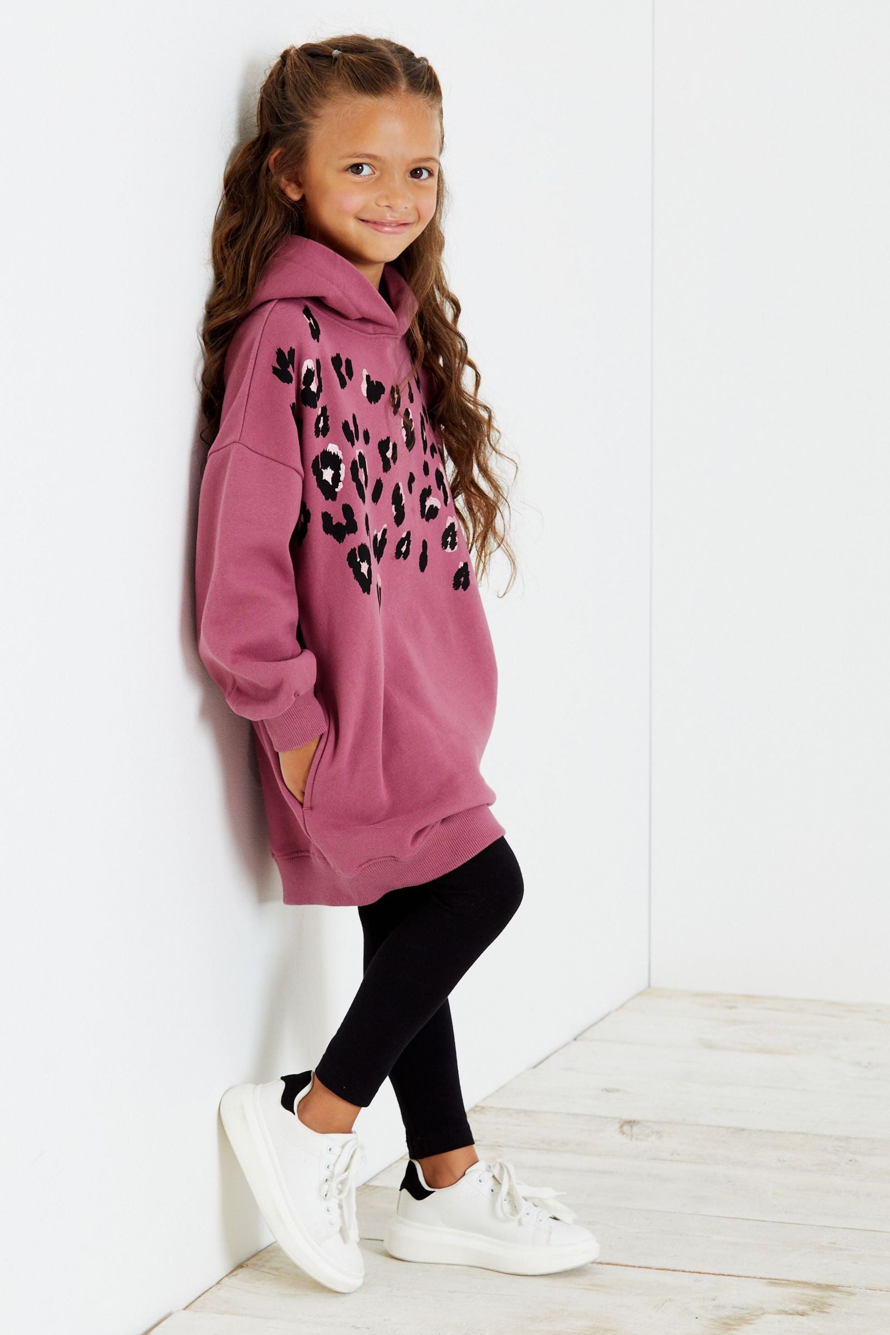 Berry Red Glitter Animal Longline Hoodie (3-16yrs)