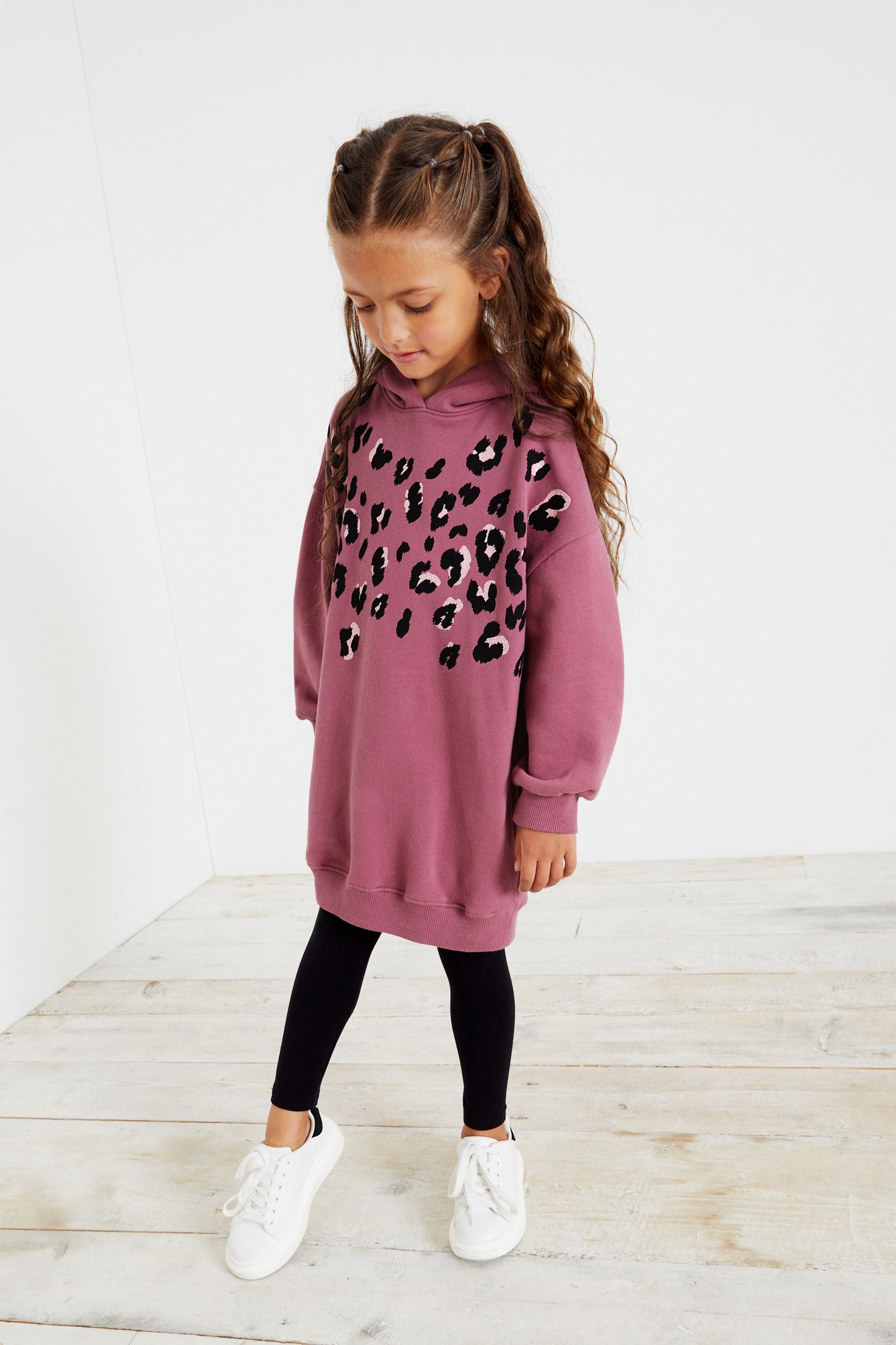 Berry Red Glitter Animal Longline Hoodie (3-16yrs)