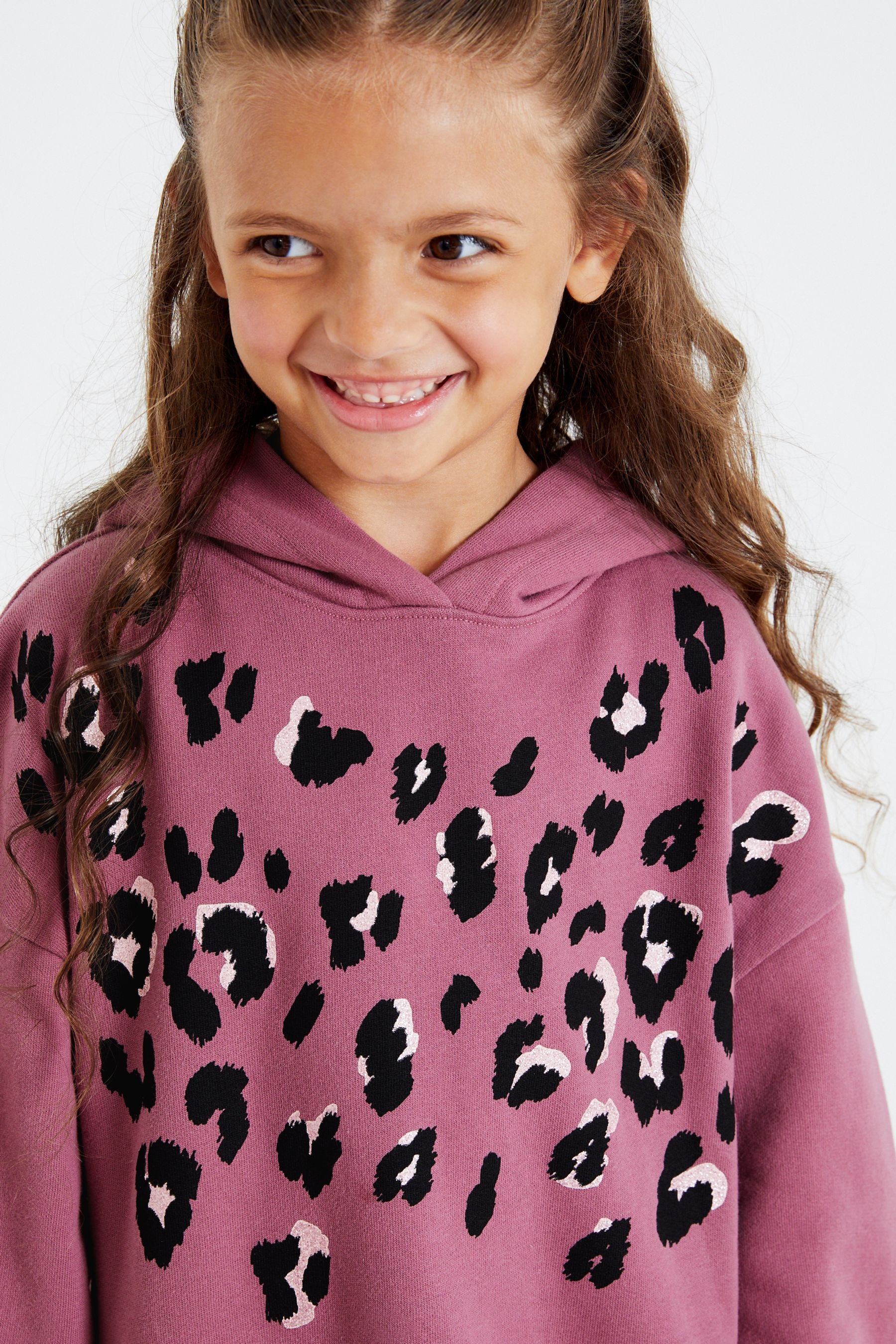 Berry Red Glitter Animal Longline Hoodie (3-16yrs)