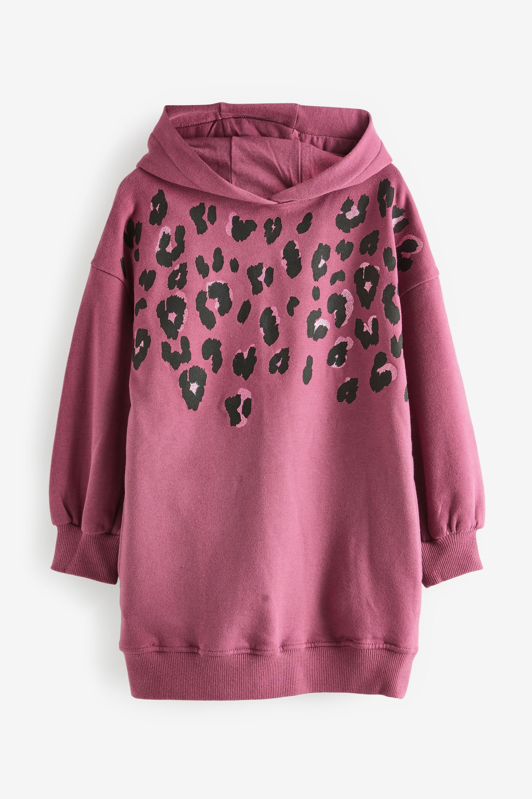 Berry Red Glitter Animal Longline Hoodie (3-16yrs)