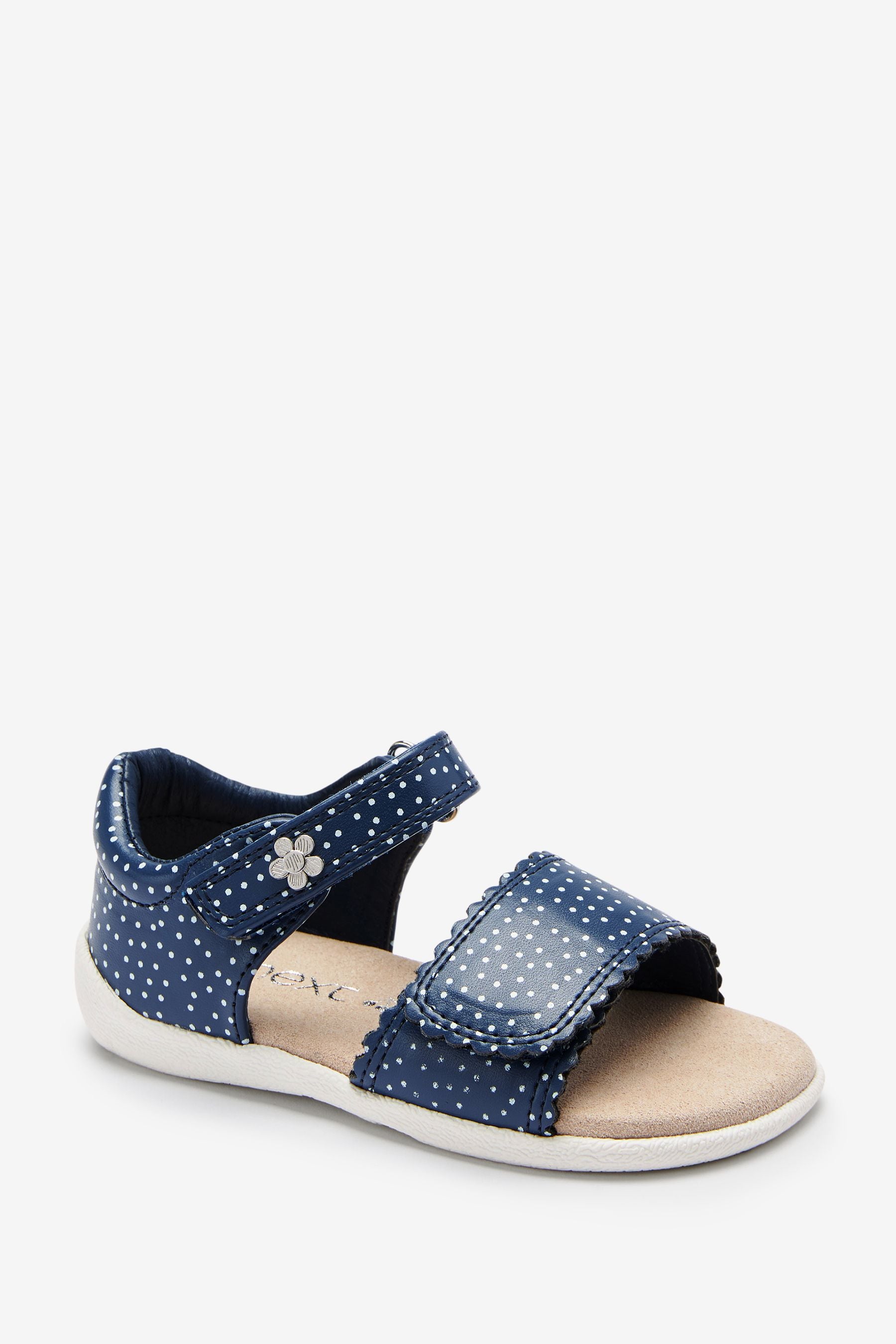 Navy Blue Polka Dot Cushioned Footbed Sandals