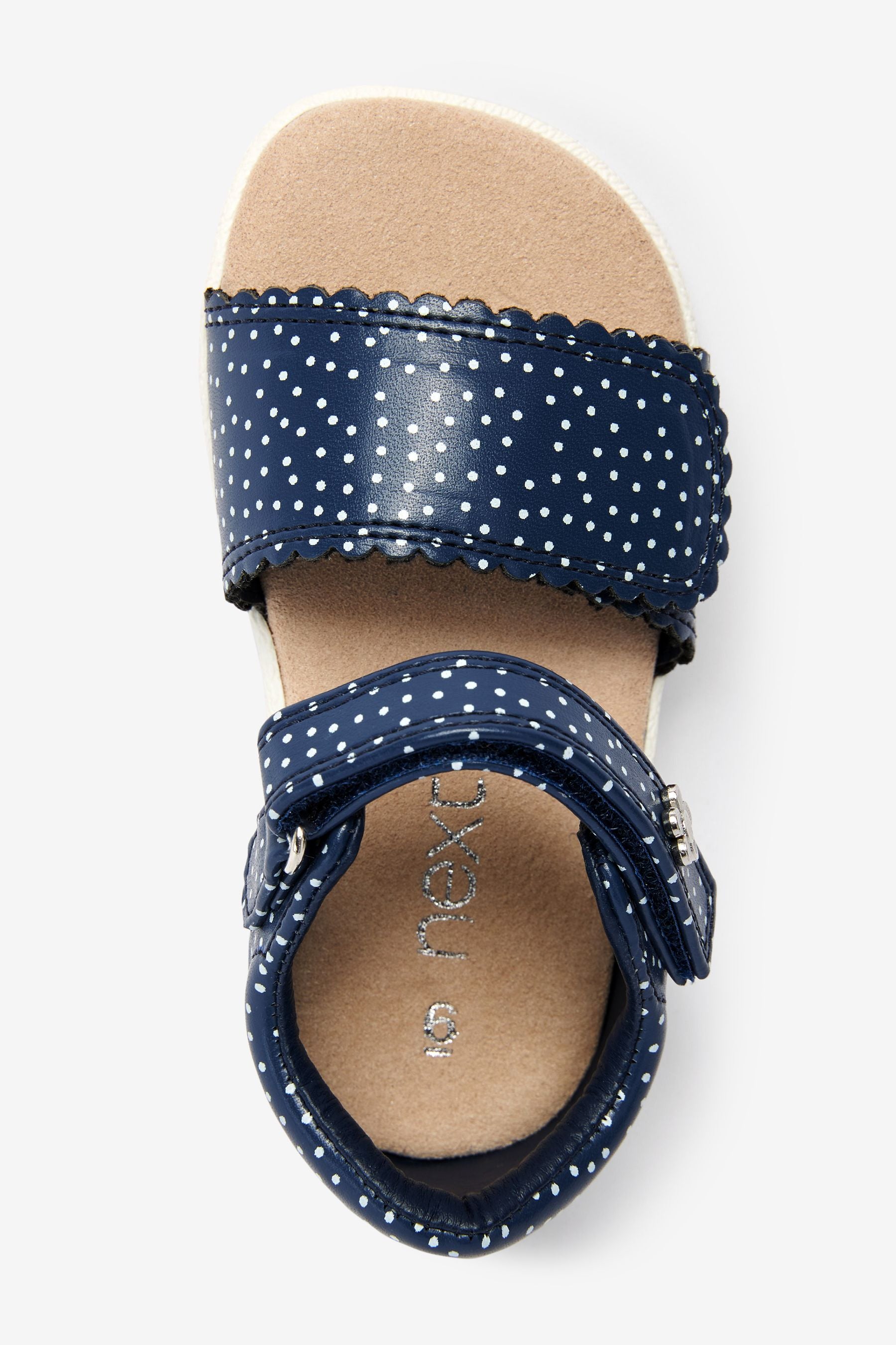 Navy Blue Polka Dot Cushioned Footbed Sandals