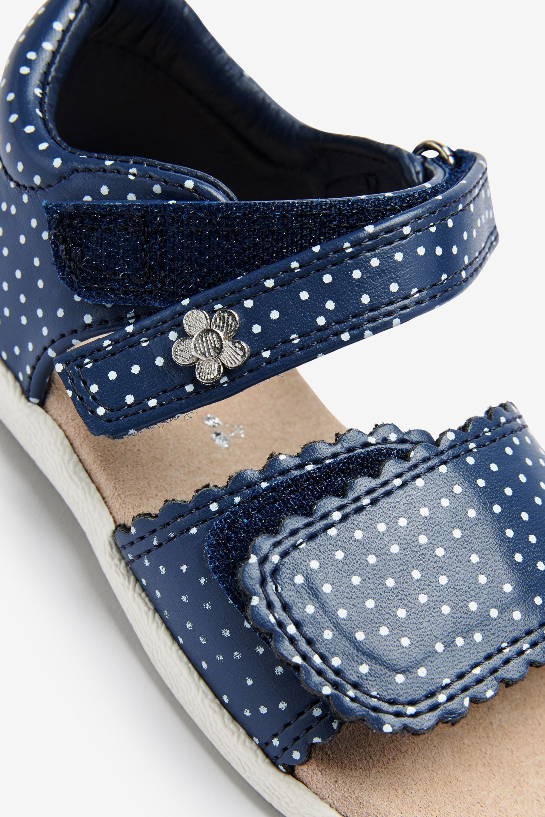 Navy Blue Polka Dot Cushioned Footbed Sandals