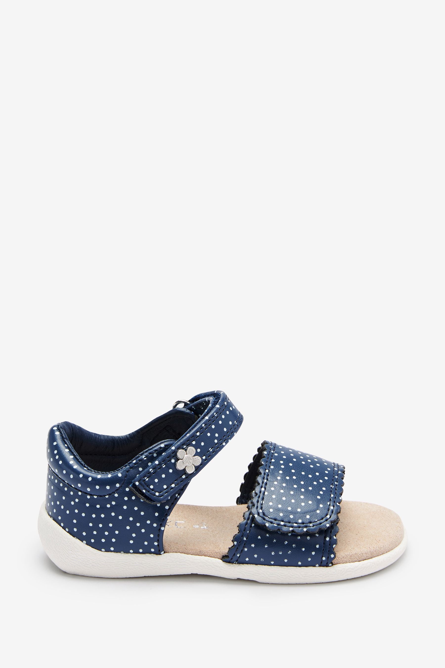 Navy Blue Polka Dot Cushioned Footbed Sandals