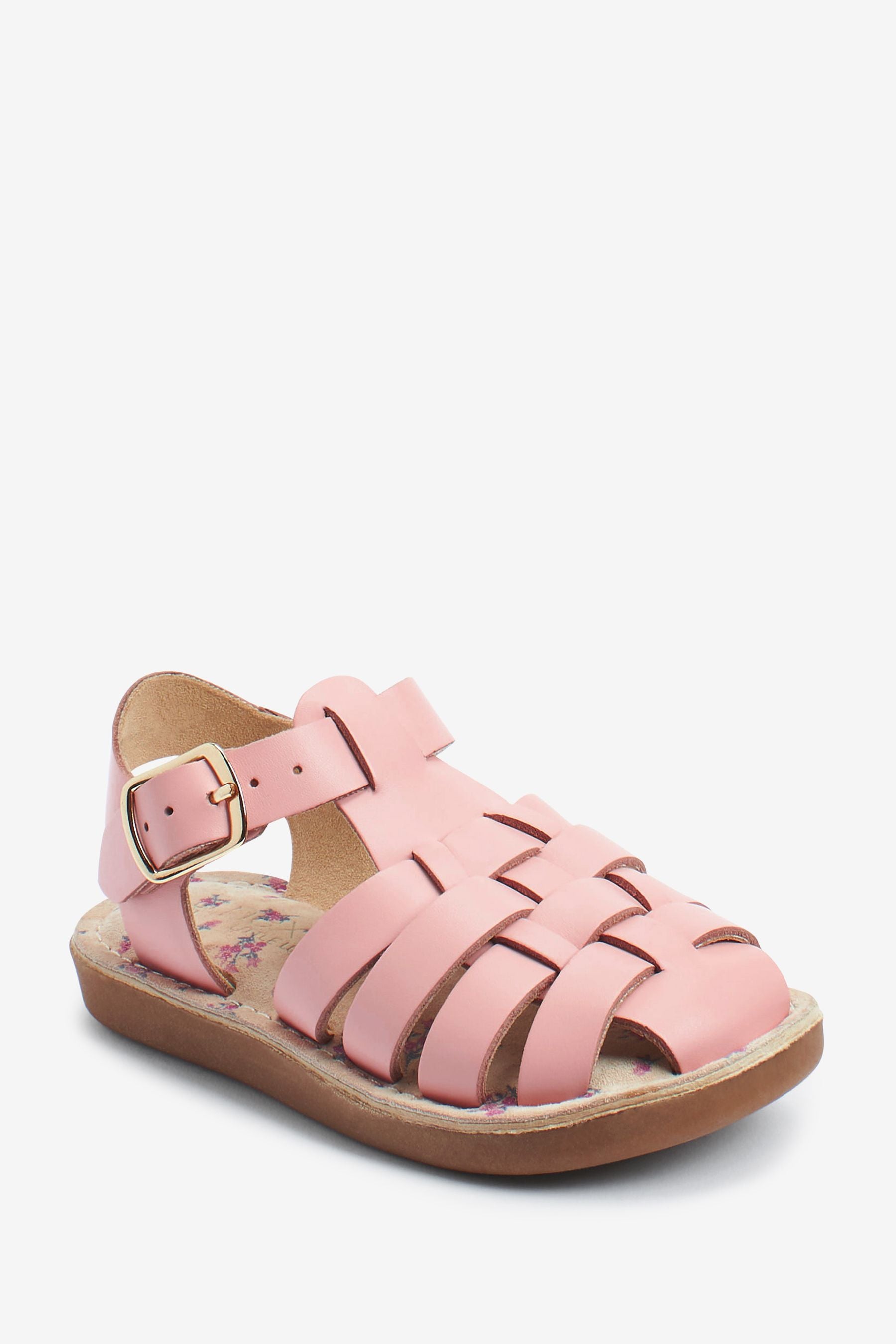 Pink Leather Little Luxe Fisherman Sandals