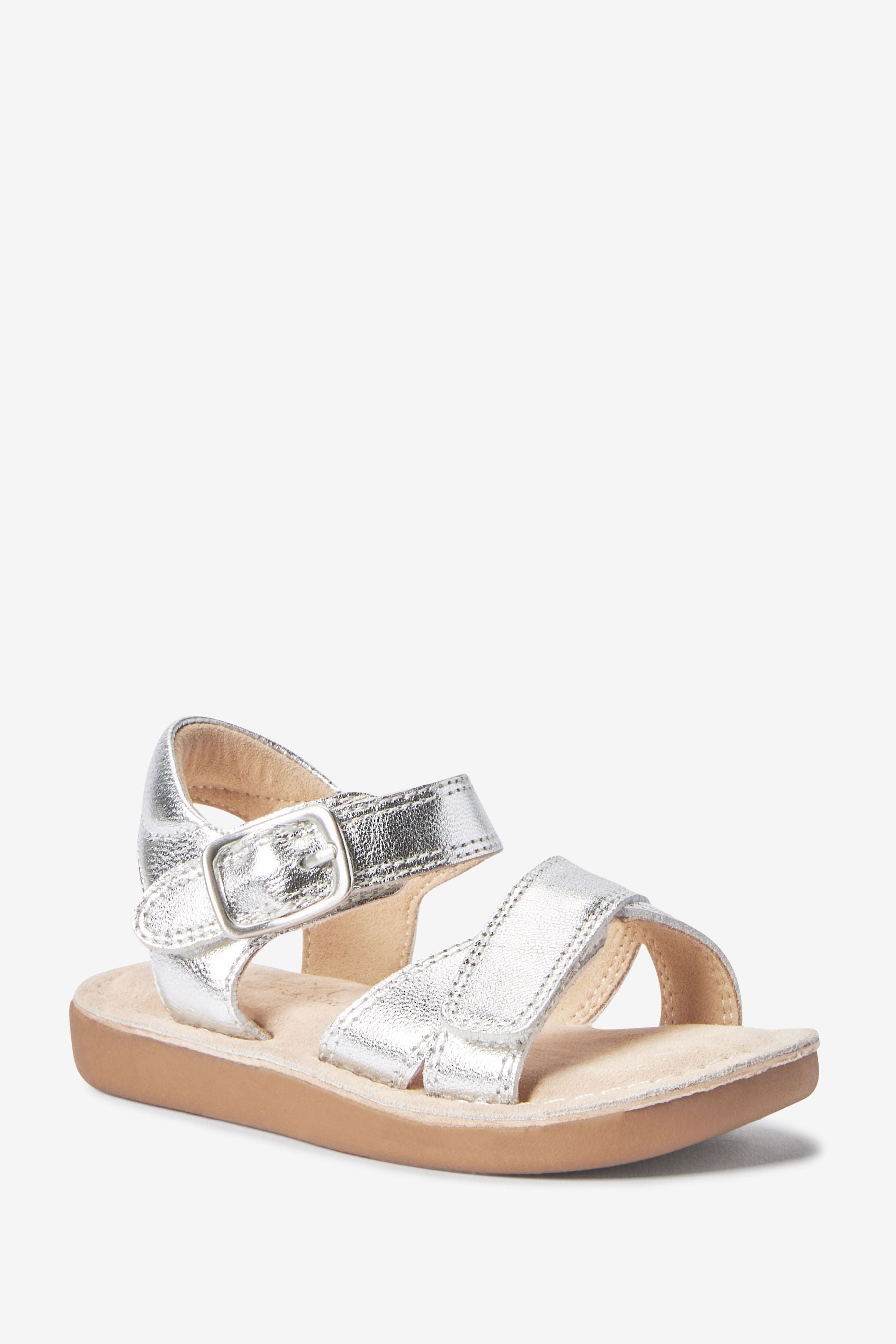 Silver Leather Little Luxe Sandals