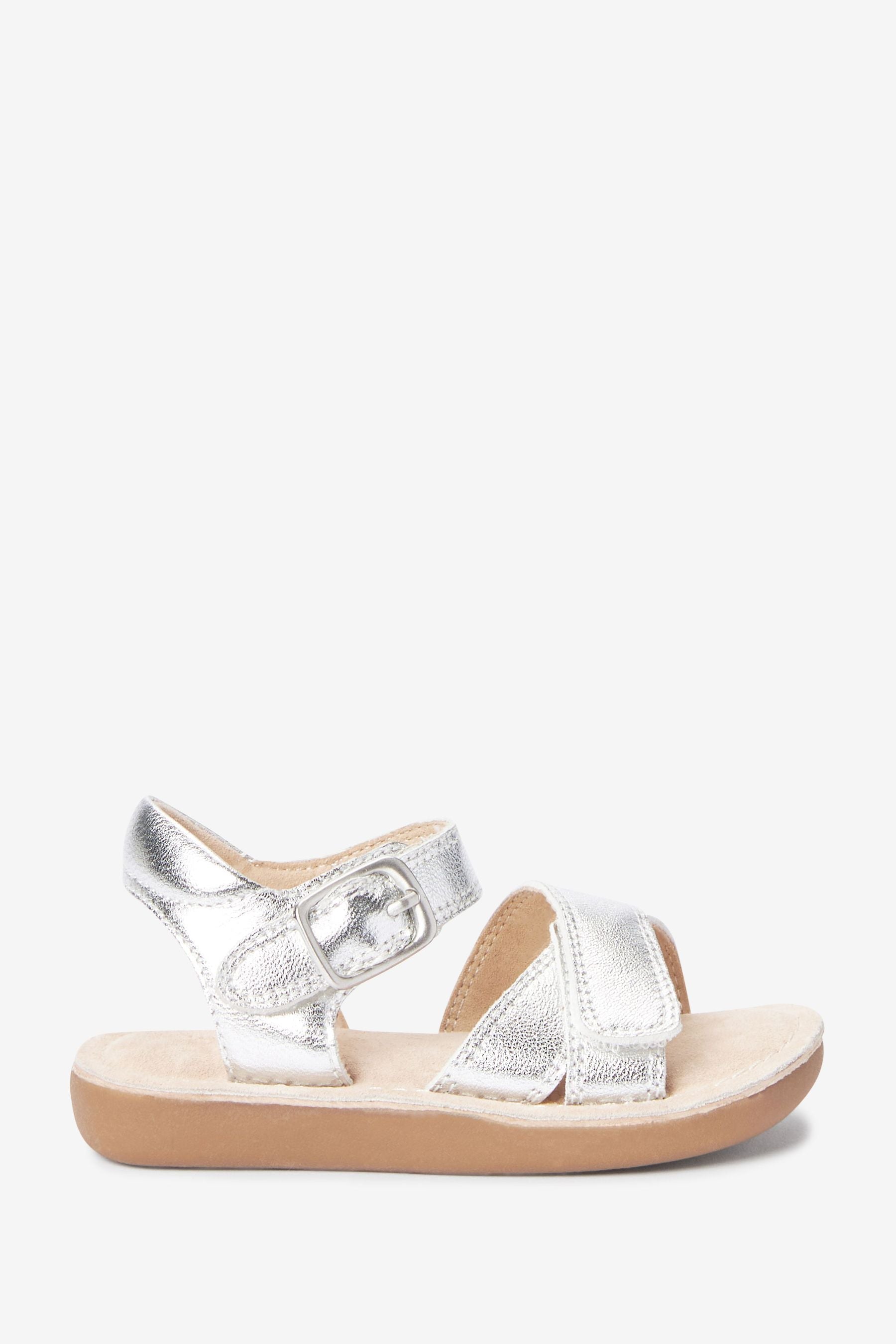 Silver Leather Little Luxe Sandals