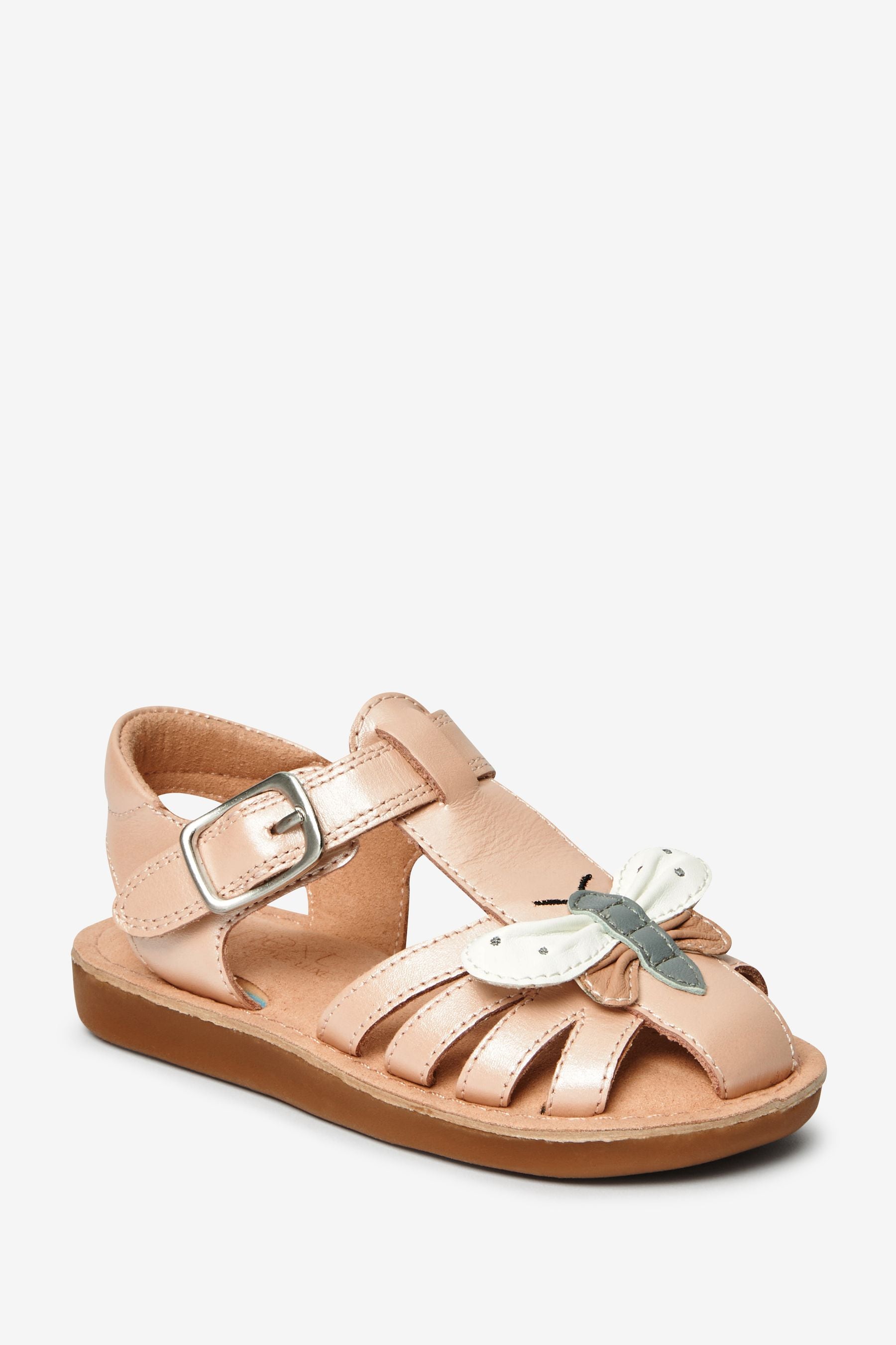 Pink Butterfly Leather Little Luxe Fisherman Sandals