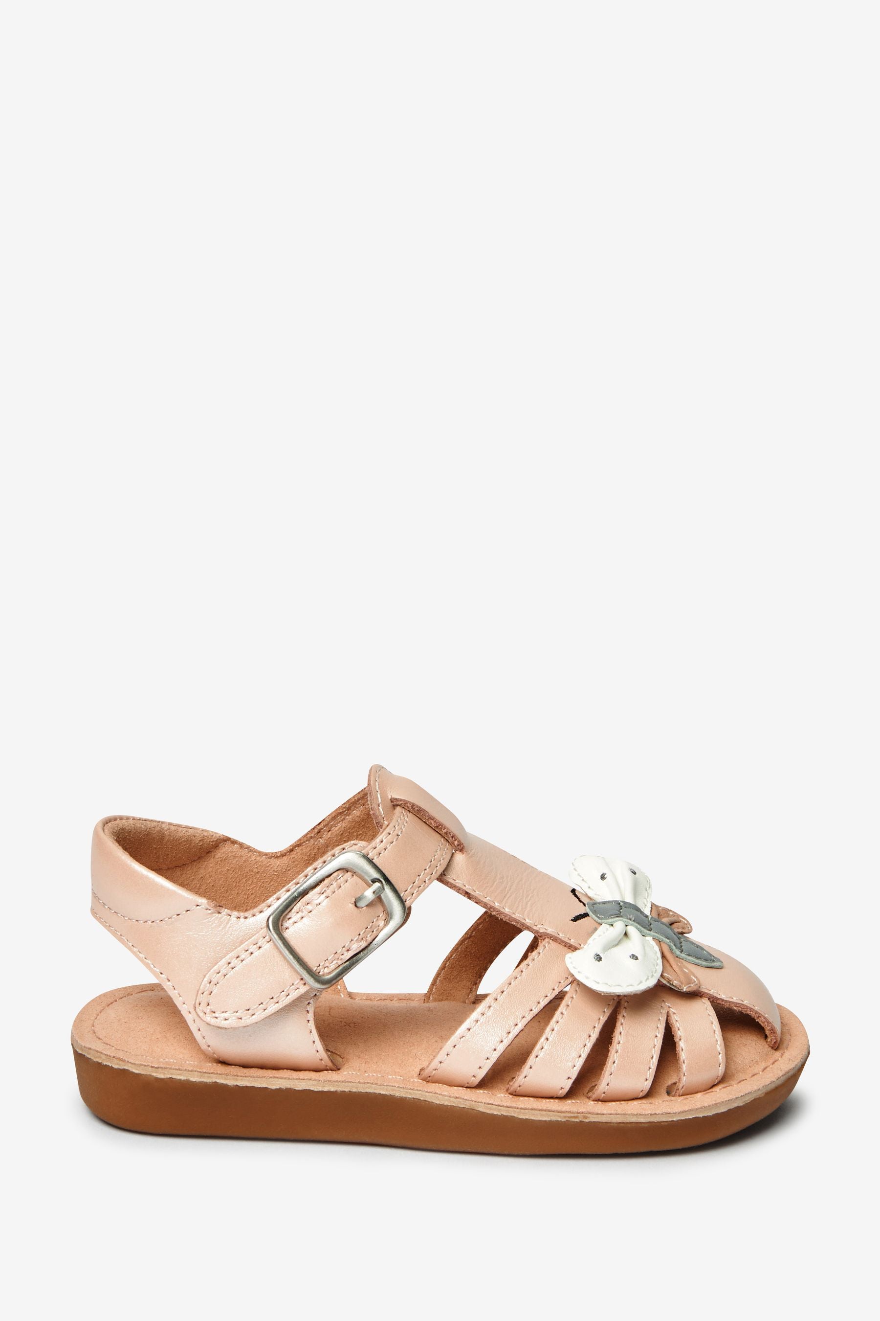 Pink Butterfly Leather Little Luxe Fisherman Sandals